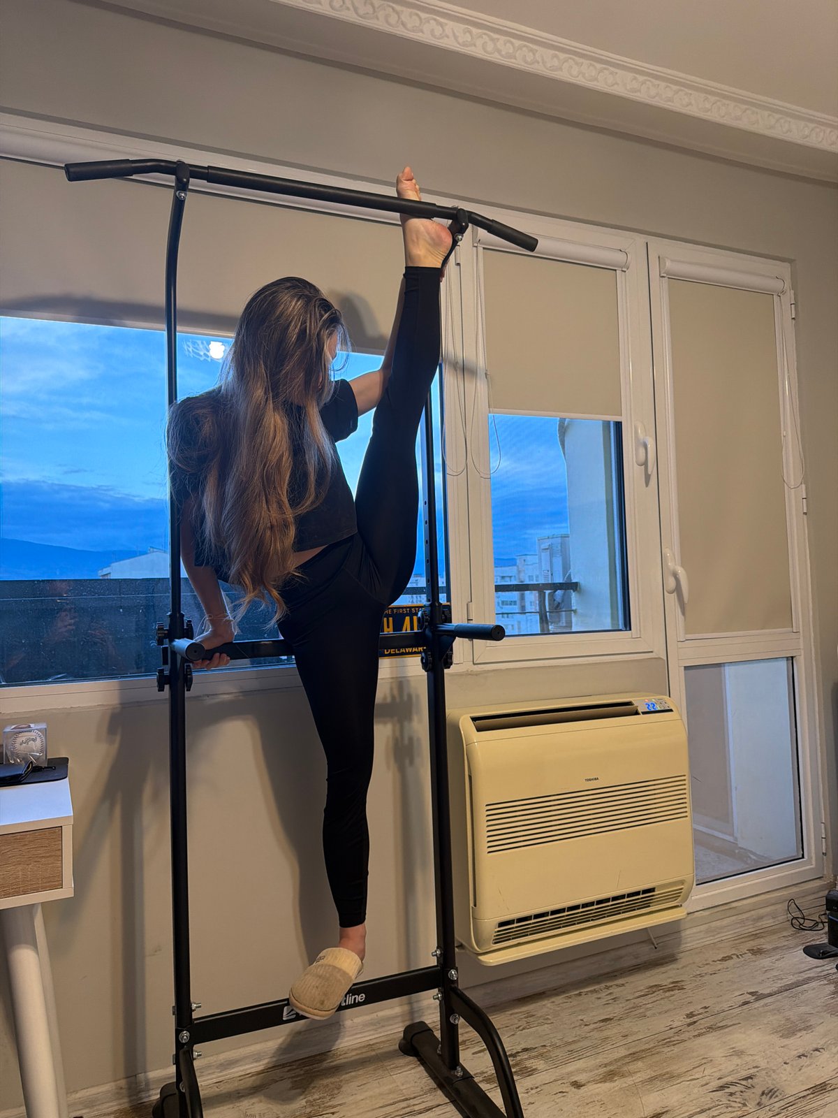 Woman documents gymnastics routine and casual moments in Plovdiv apartment