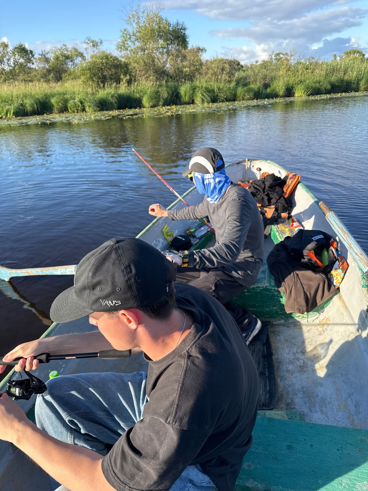 Boating and fishing on a quiet Saint Petersburg waterway