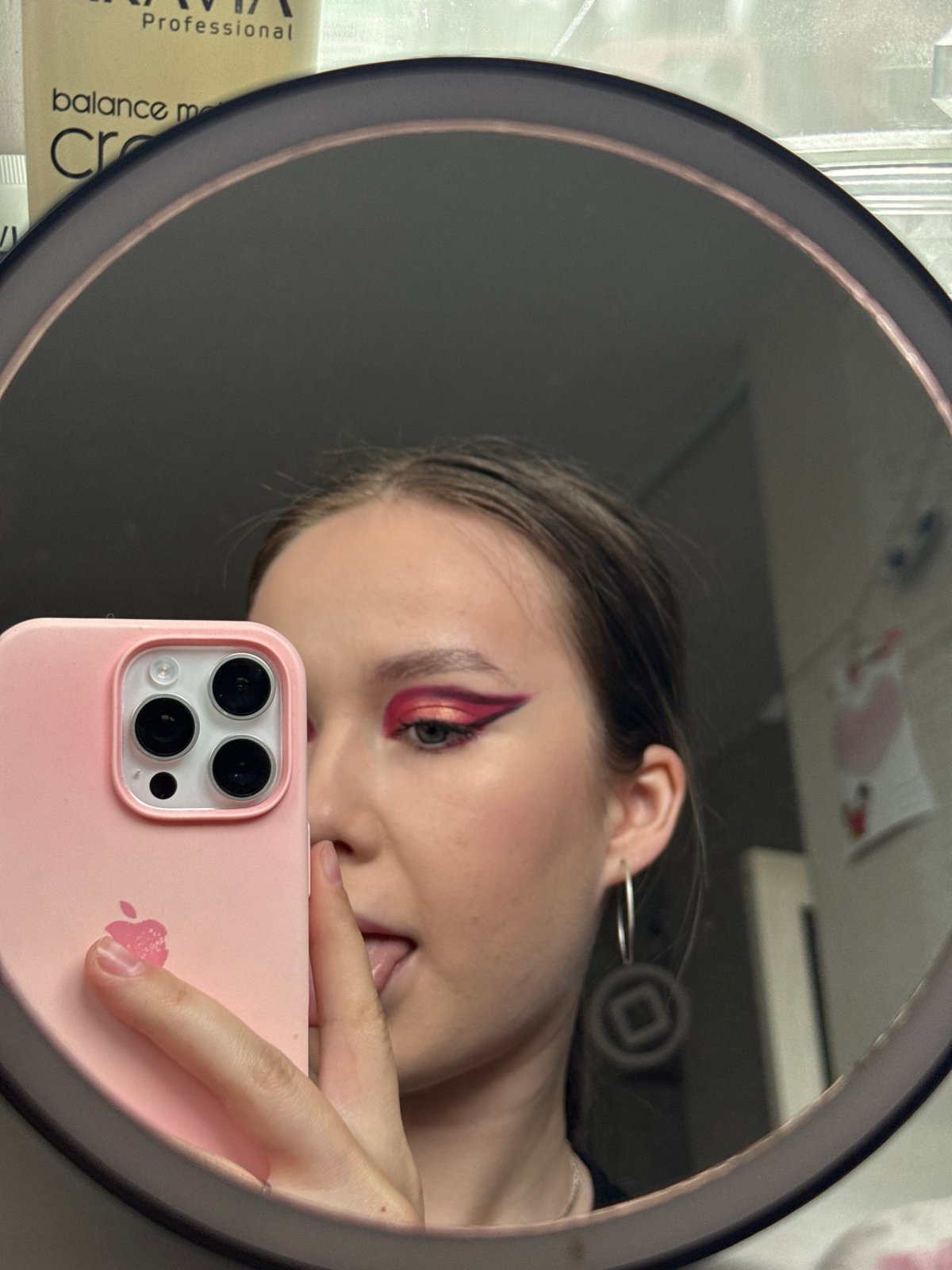 Selfie session captured in mirrors around Chaikovsky, Russia