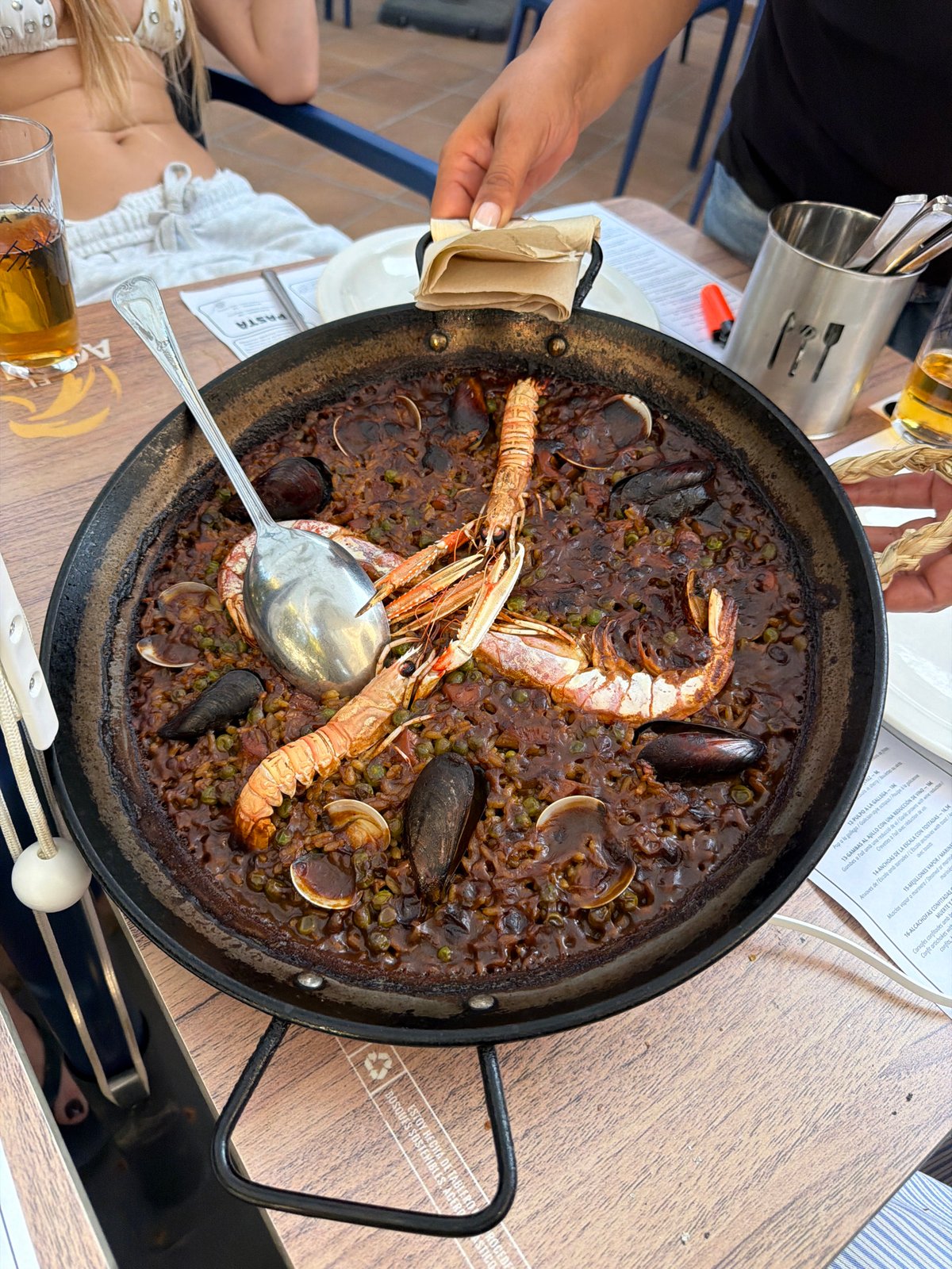Paella lunch at a coastal restaurant in Palamós