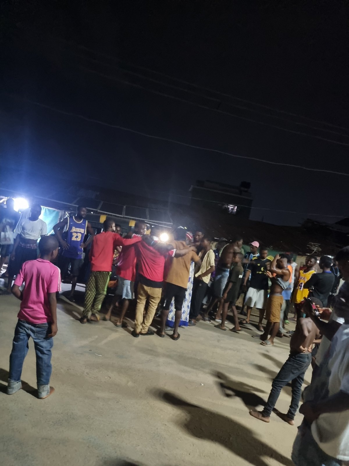 Onitsha residents gather to watch Chelsea vs Manchester United match