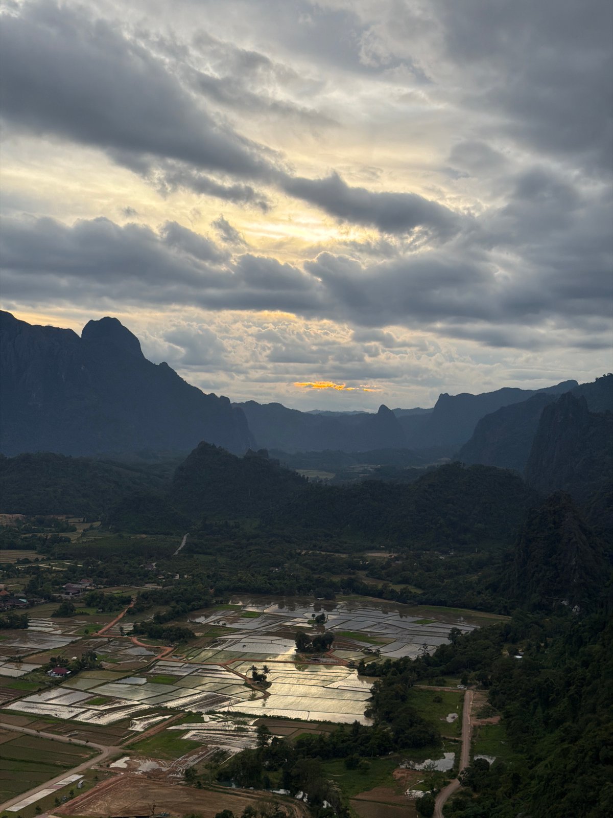Vang Vieng's karst peaks from the air and up close