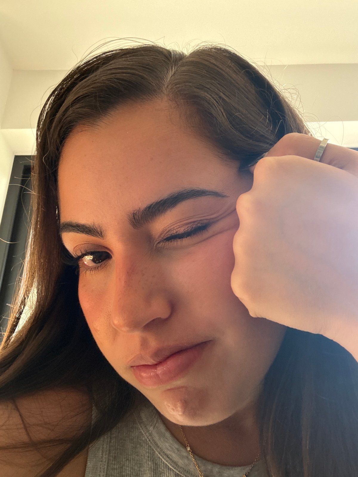 Woman documents evening selfies and cooking in Mexican home