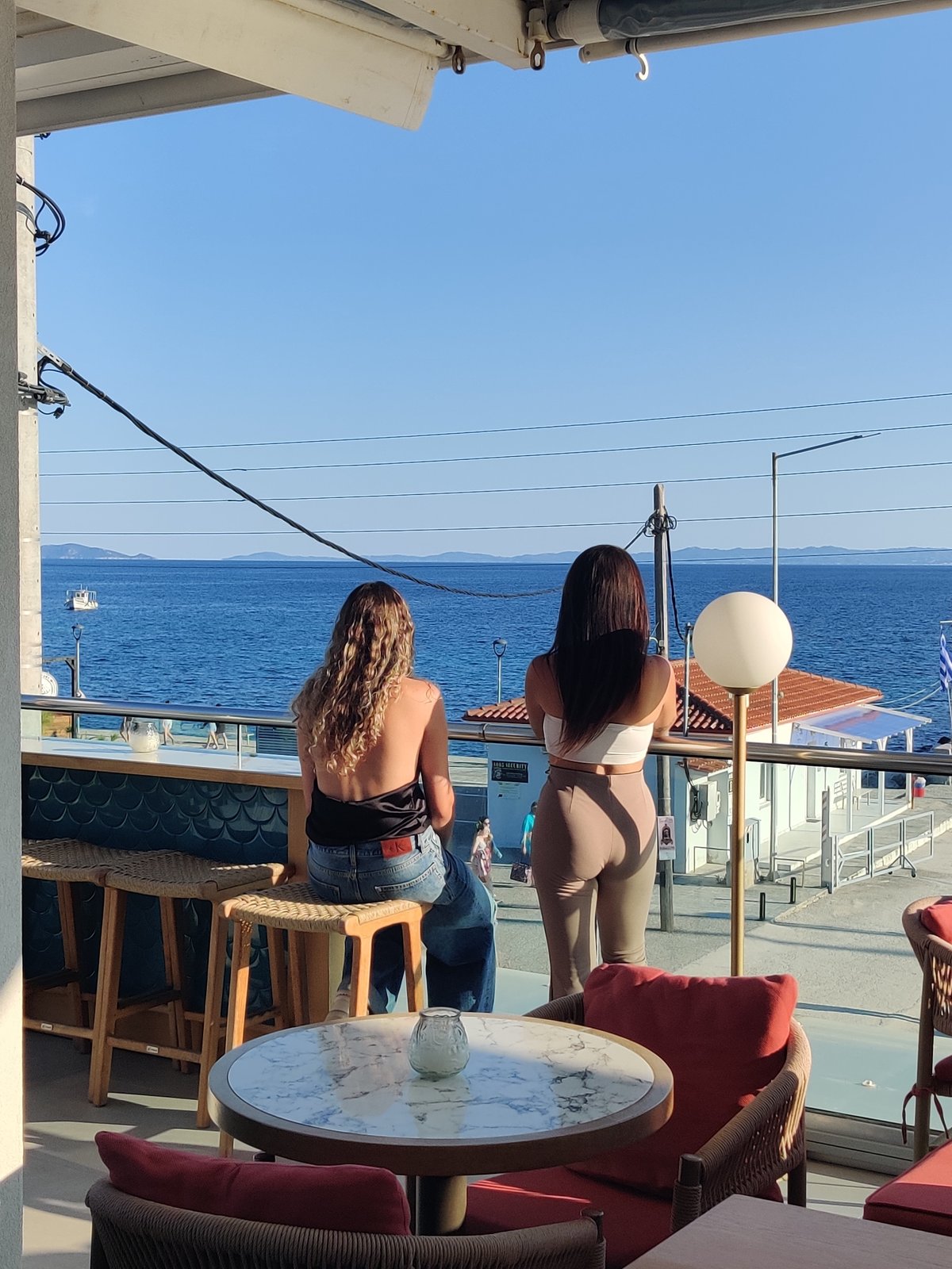 Balcony hangout with a water view