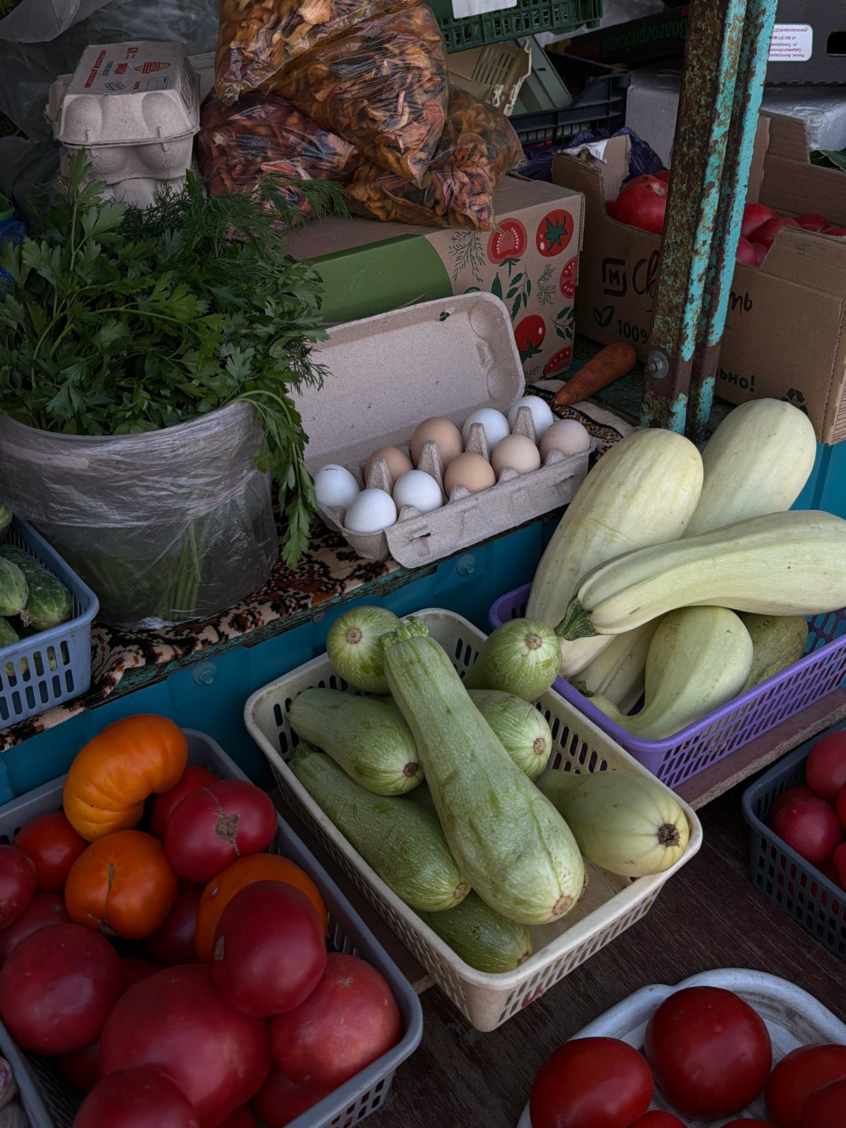 Fresh produce market in full swing, Kamyshin, Russia