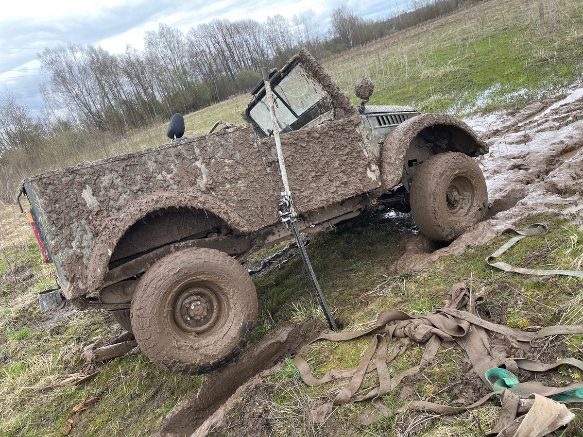 Military Vehicle Stuck in Mud Near Gafidovo, Russia