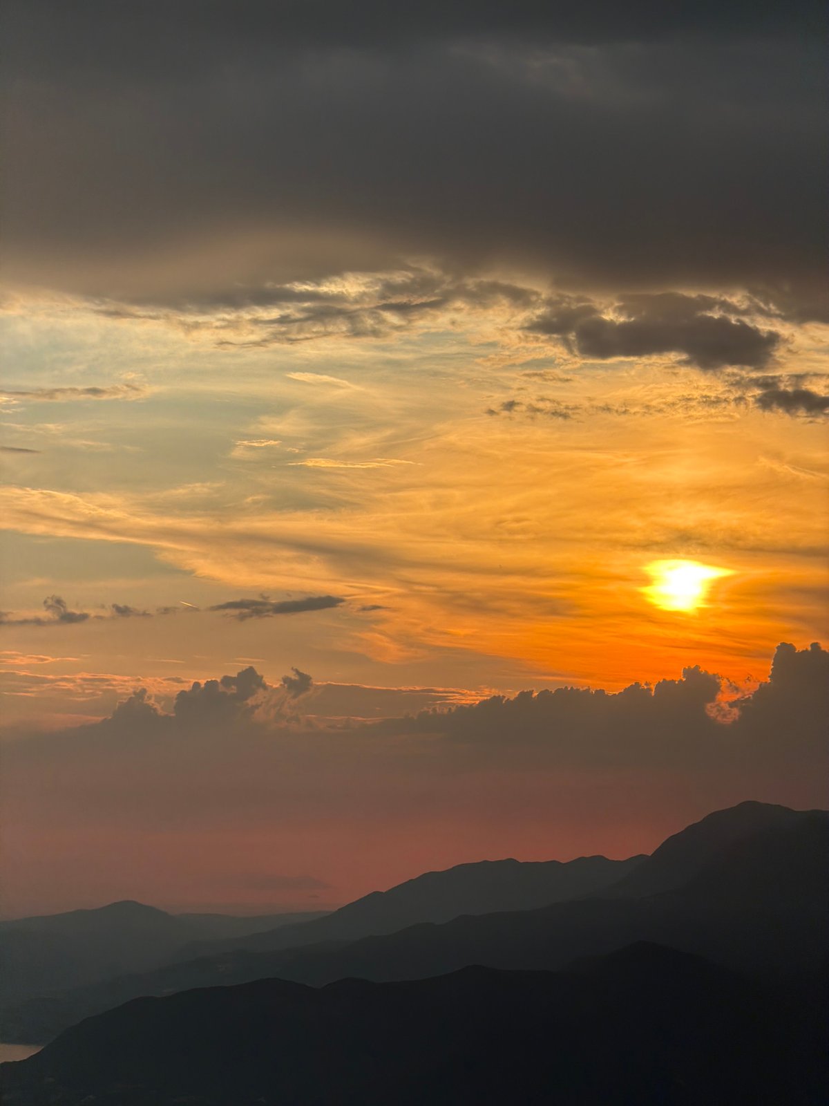 Sunset over the Bay of Kotor from the hills near Kuk