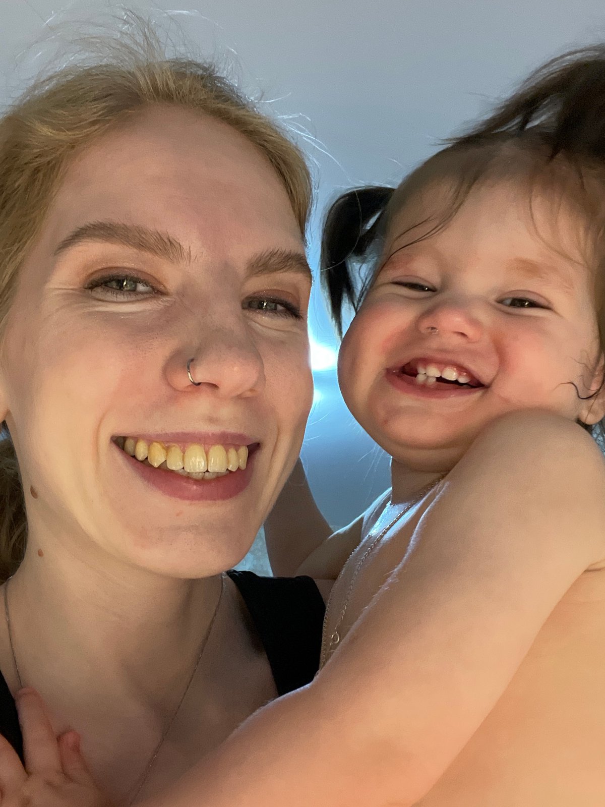 Mother and child selfie captured in Izhevsk home