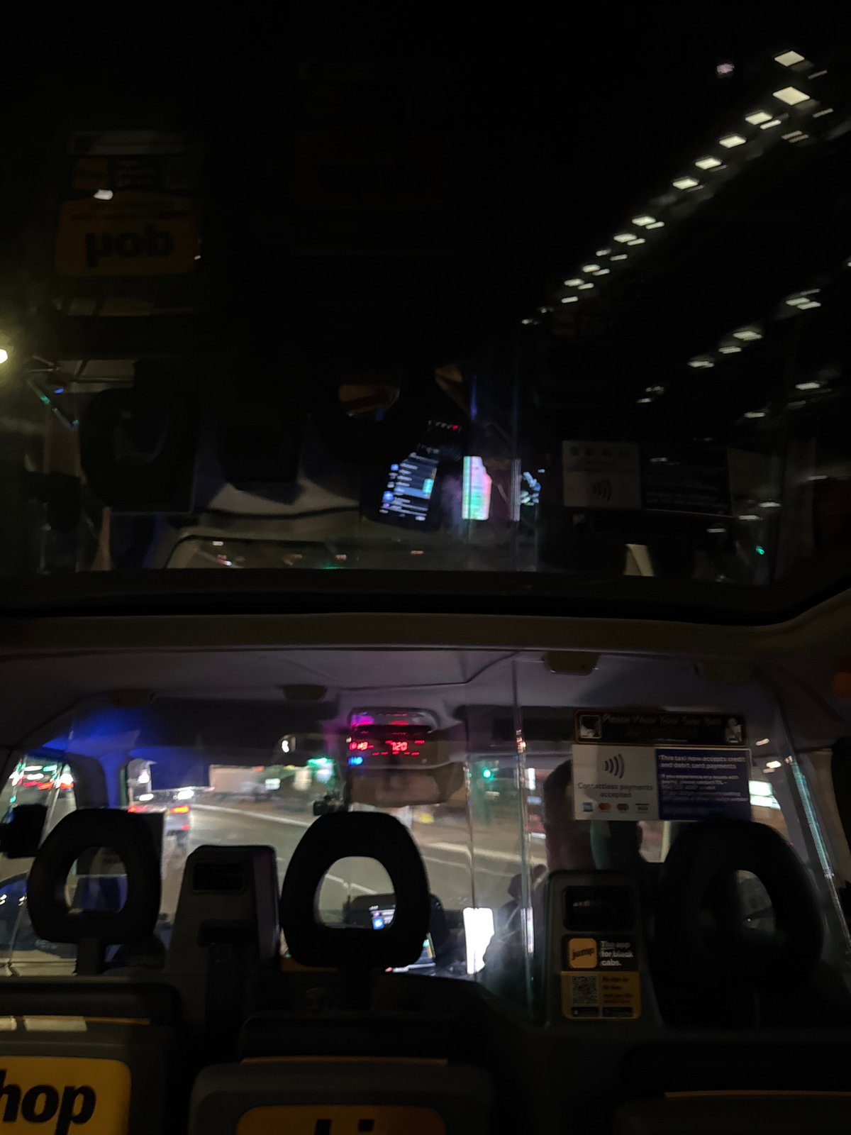 Nighttime taxi ride captured in London