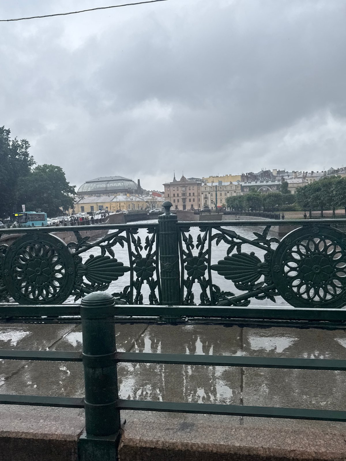 A rainy Saint Petersburg morning across landmarks, streets, and courtyards