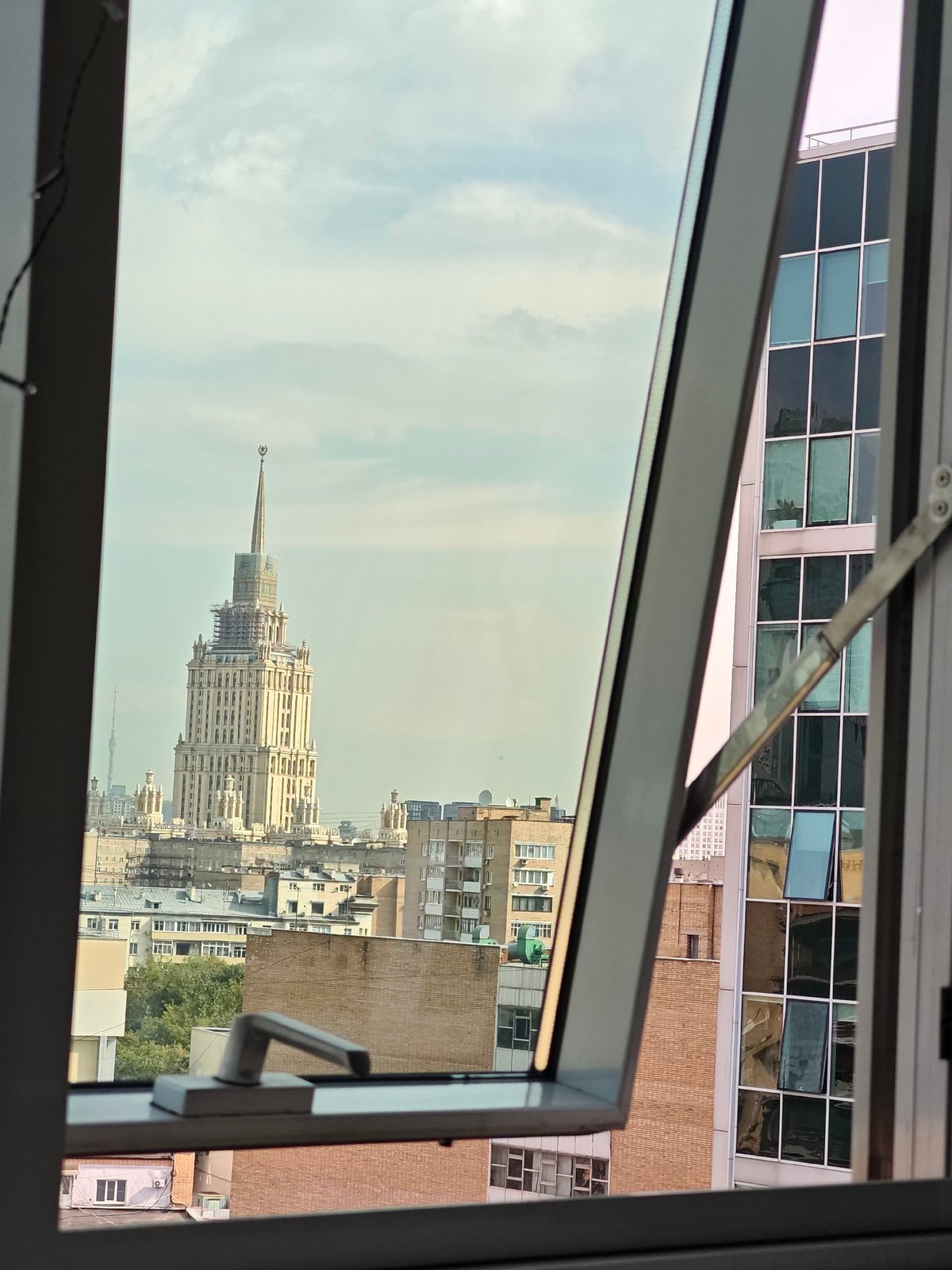 Moscow skyline: Stalin-era landmarks and glass towers side by side