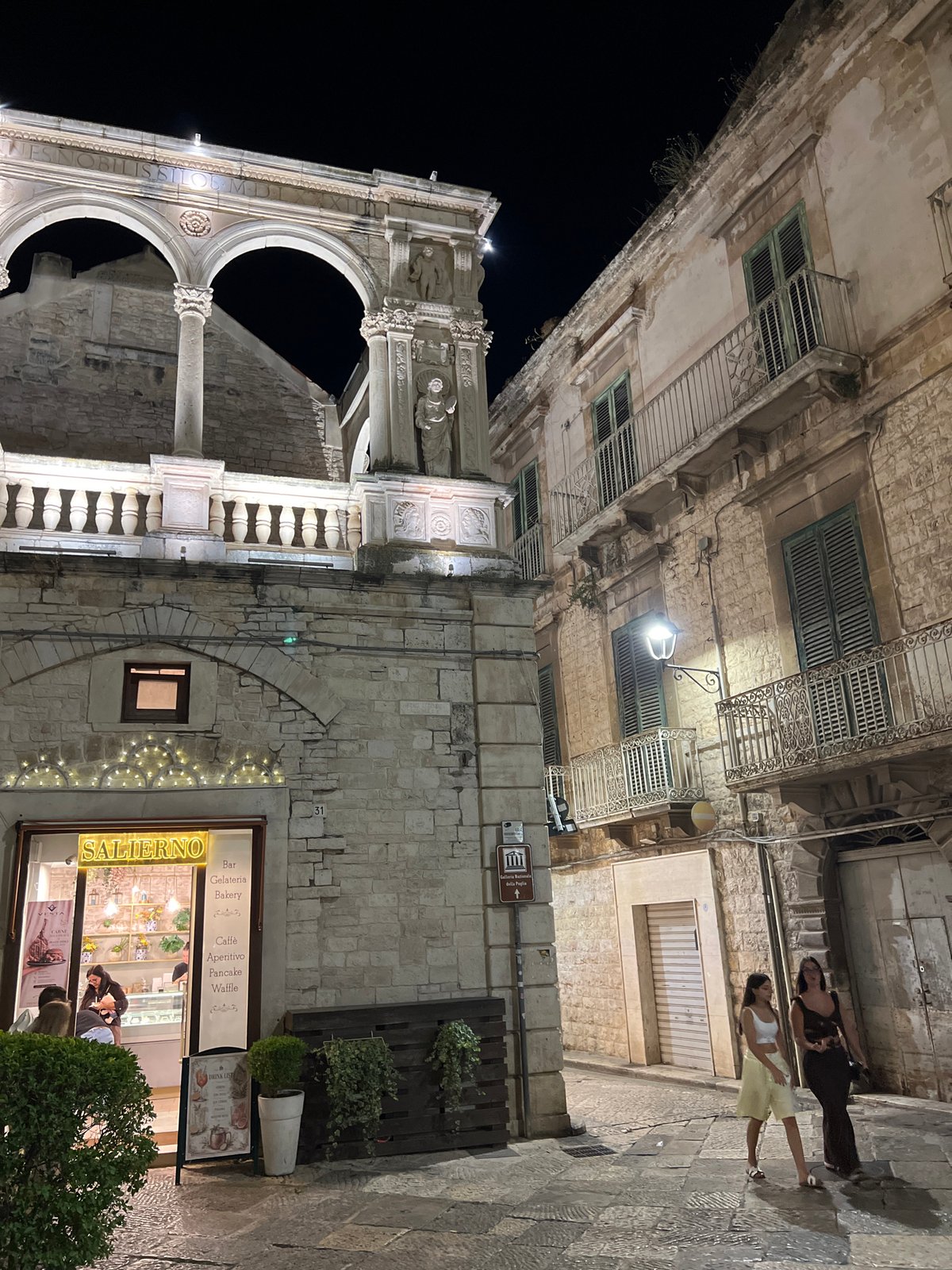 Bitonto's historic old town on a summer night