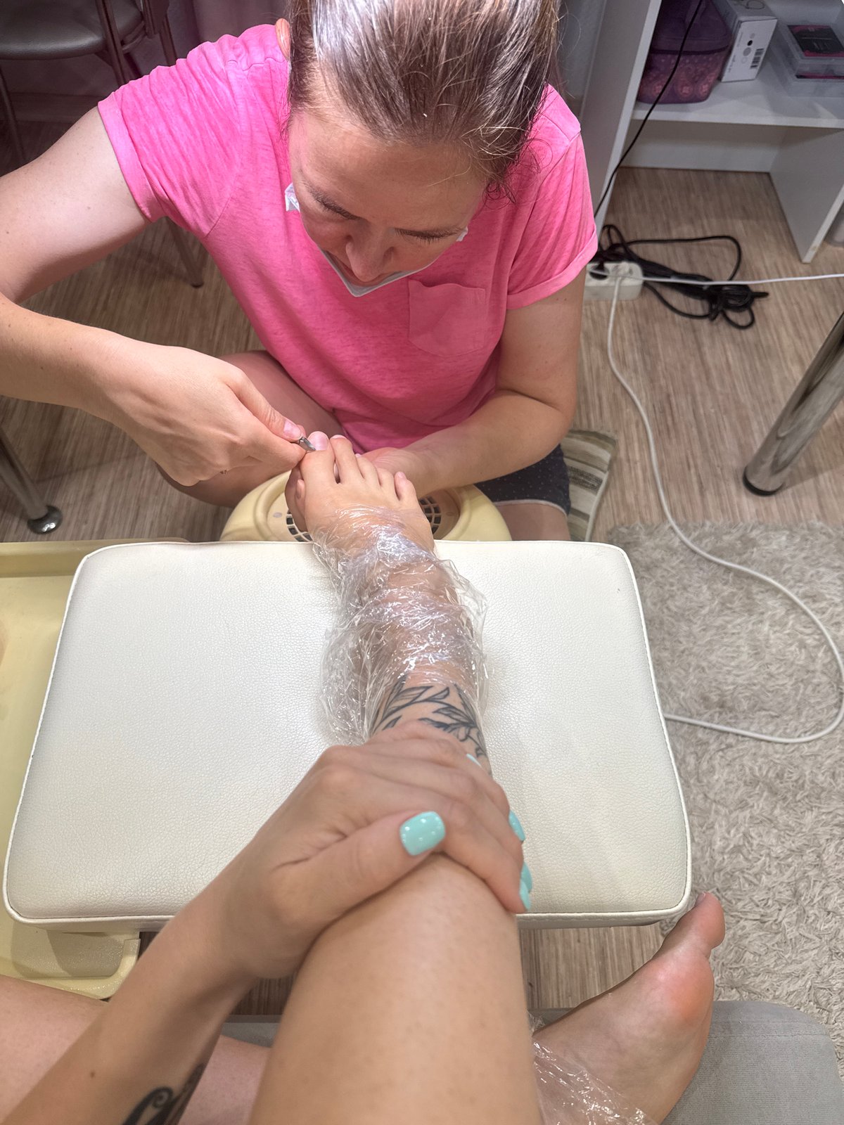 Pedicure in progress at a Chaikovsky nail salon