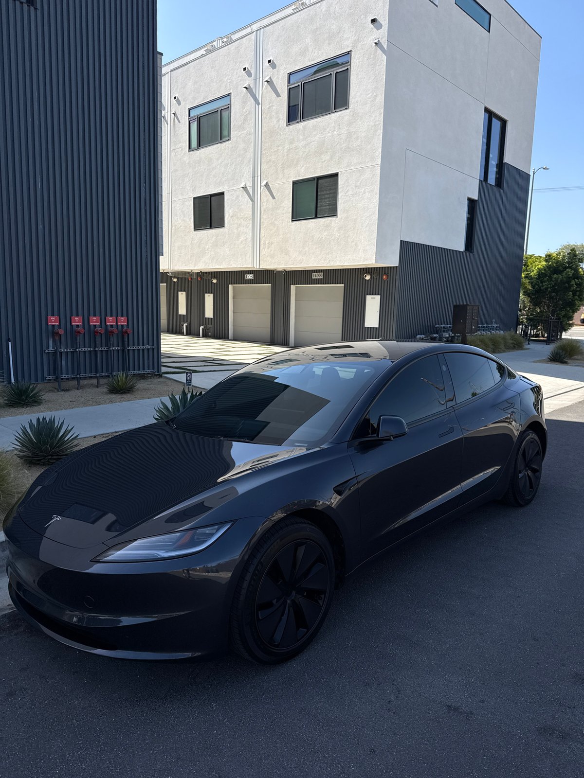 Tesla sedan spotted parked on Los Angeles street