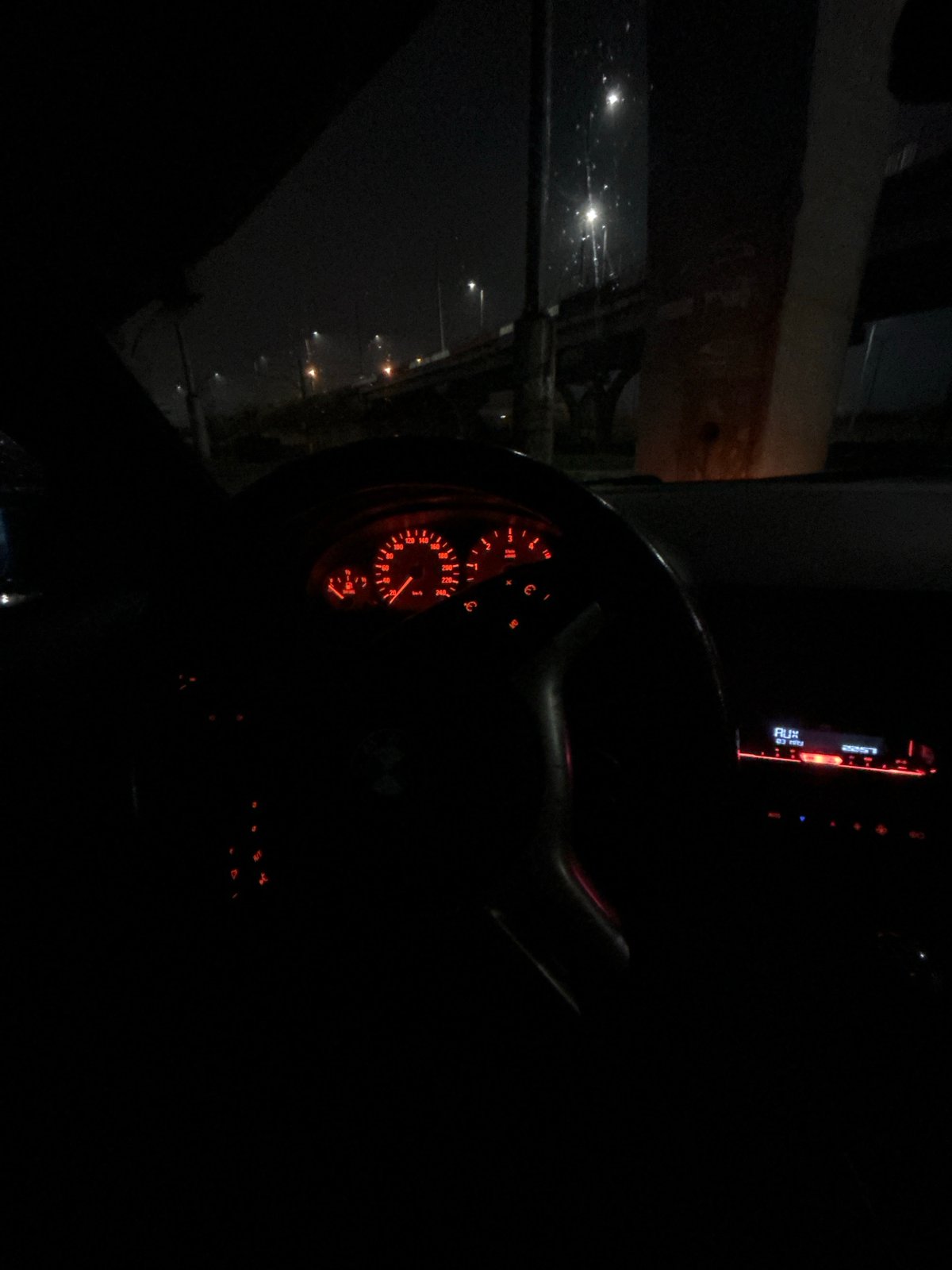 Night driving captured in Vratsa, Bulgaria dashboard view