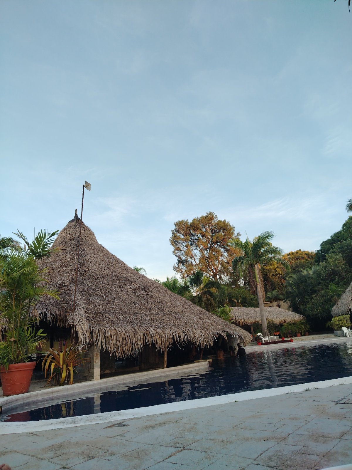 Evening pool activity captured at Venezuelan tropical resort