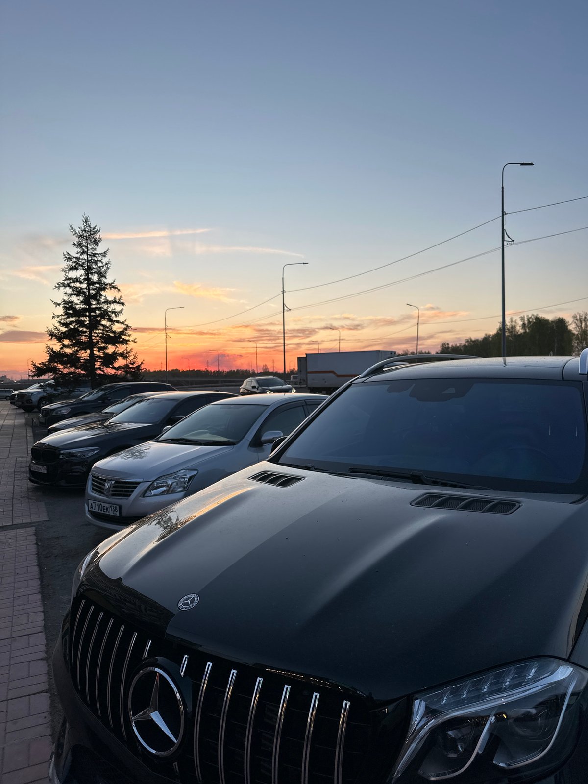 Mercedes convoy parked in Молодёжный, Russia
