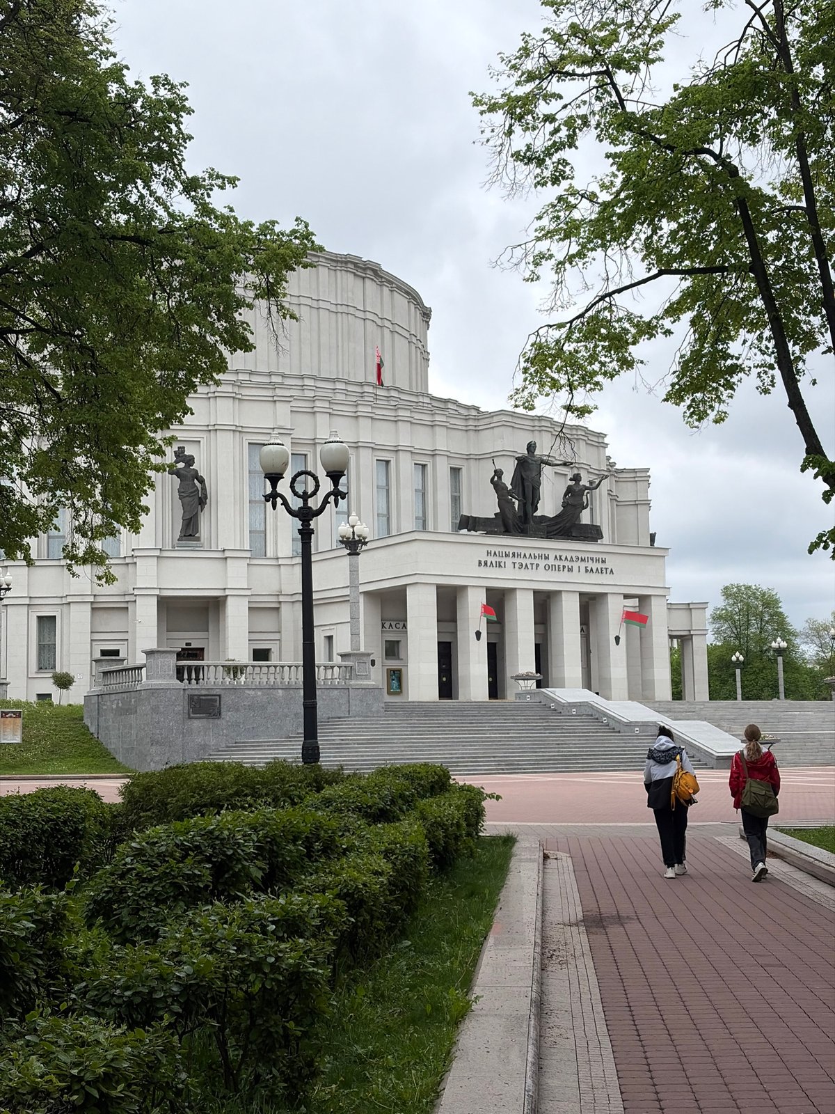 Casual afternoon scenes captured around Minsk Opera Theatre and parks