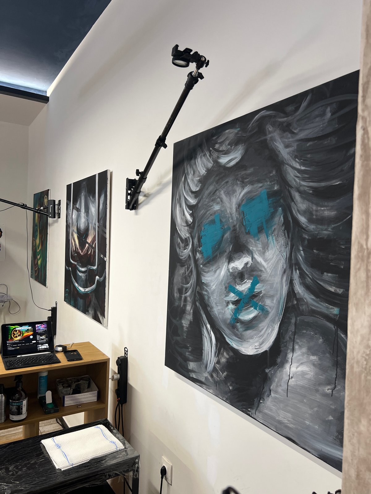 Ceiling-mounted artwork display observed in Sofia interior space