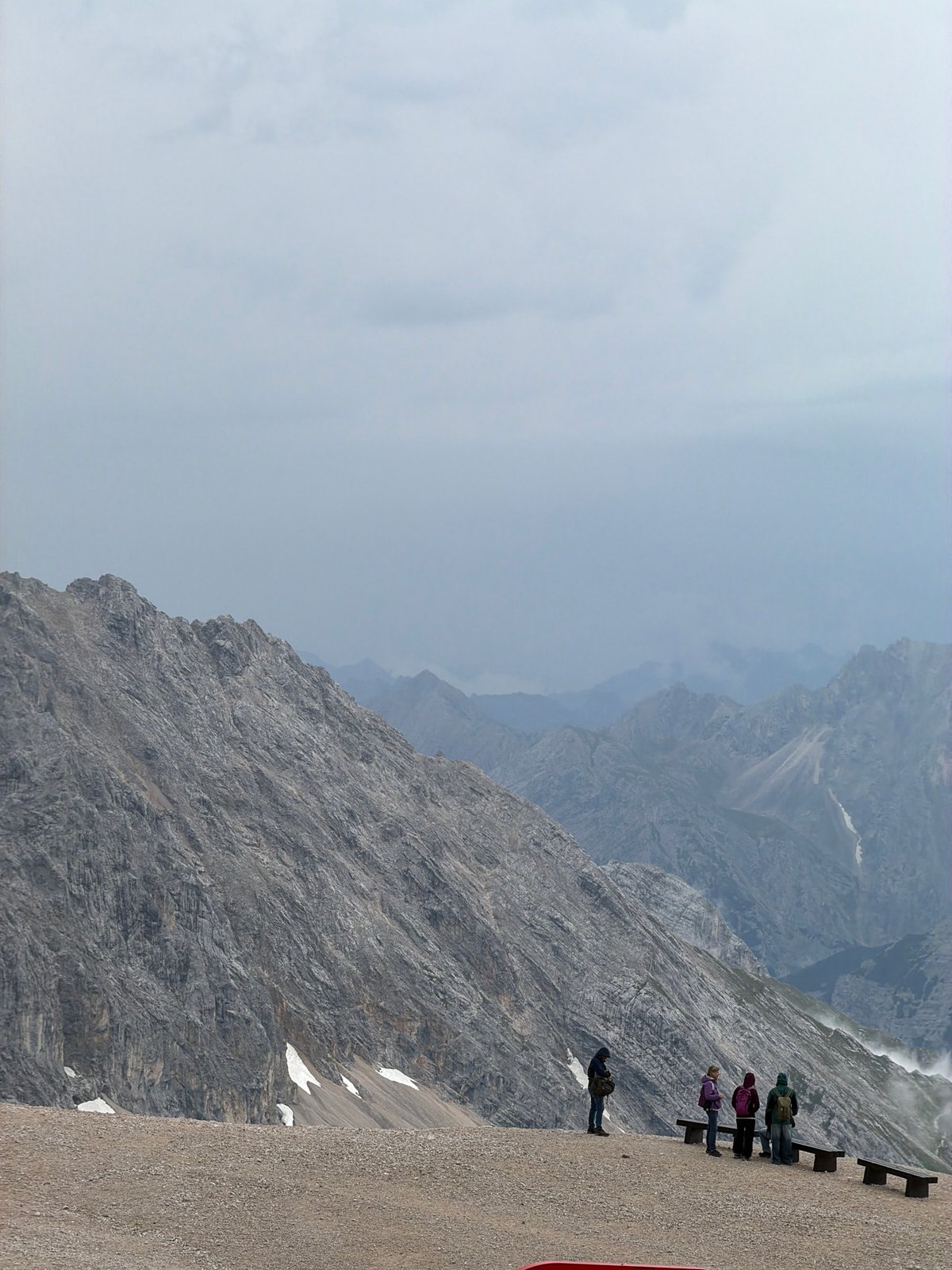 Rest stop on a rocky ridge near the Zugspitze summit