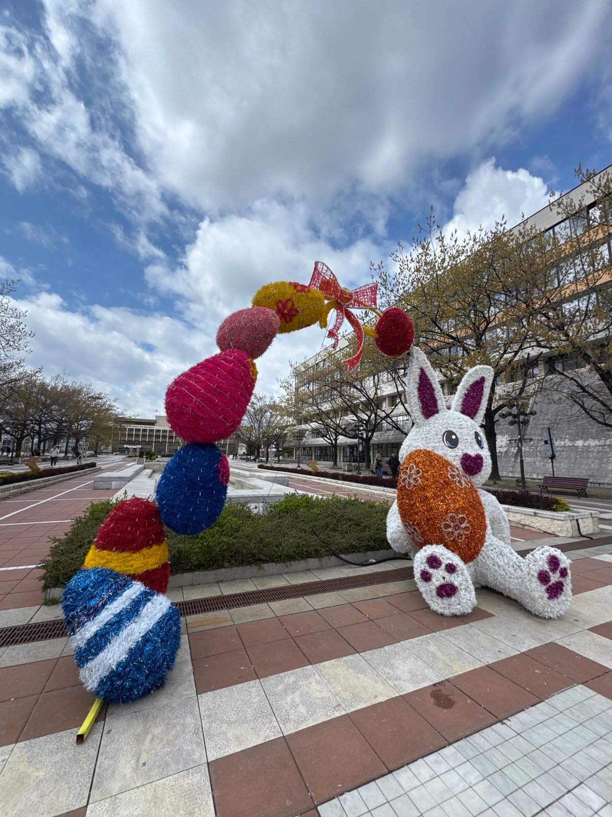 Easter bunny display spotted in Blagoevgrad, Bulgaria