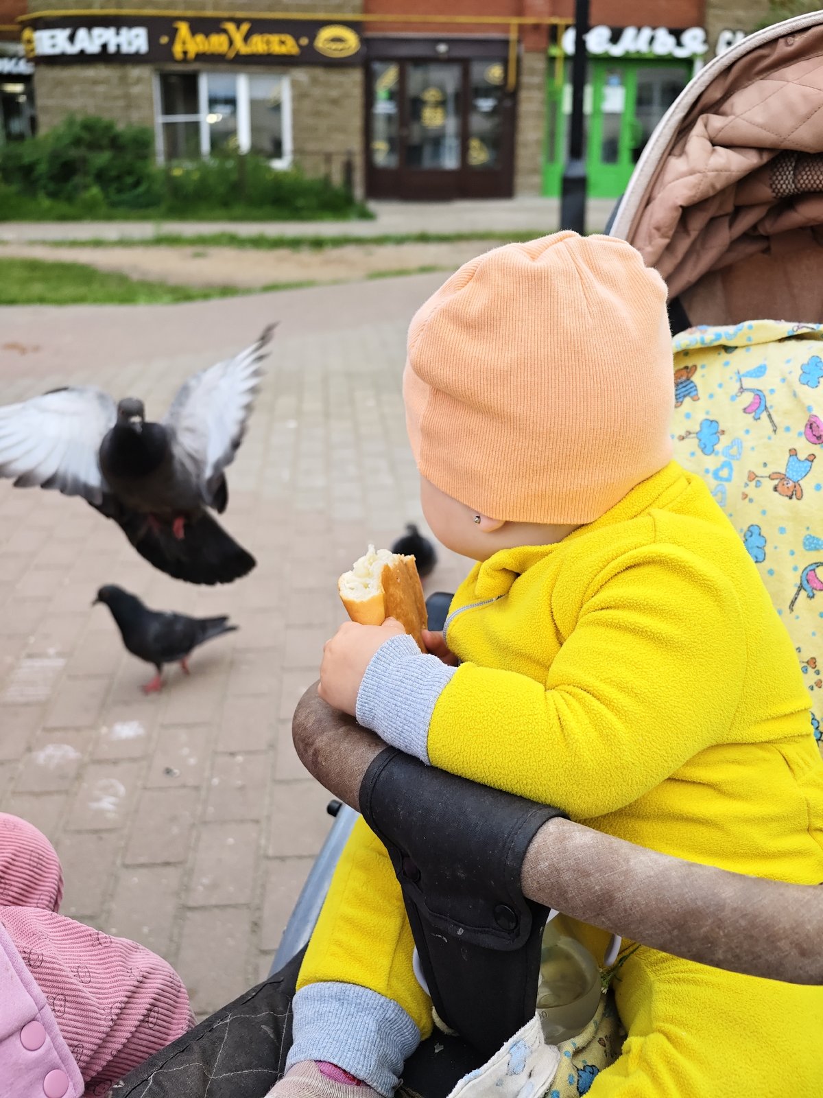 Family playground outing documented in Chaikovsky, Russia morning