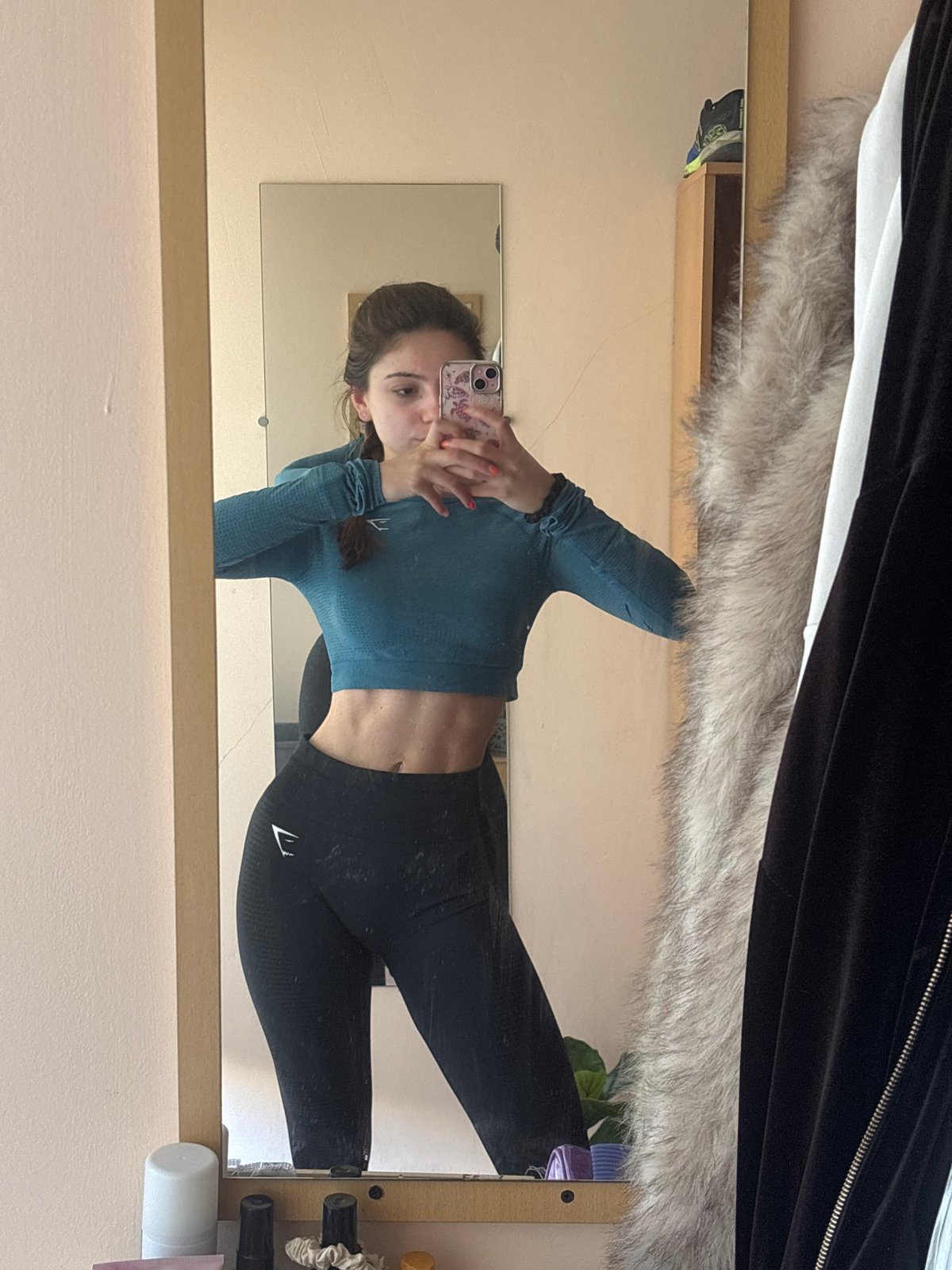 Woman takes early morning mirror selfies in Varna