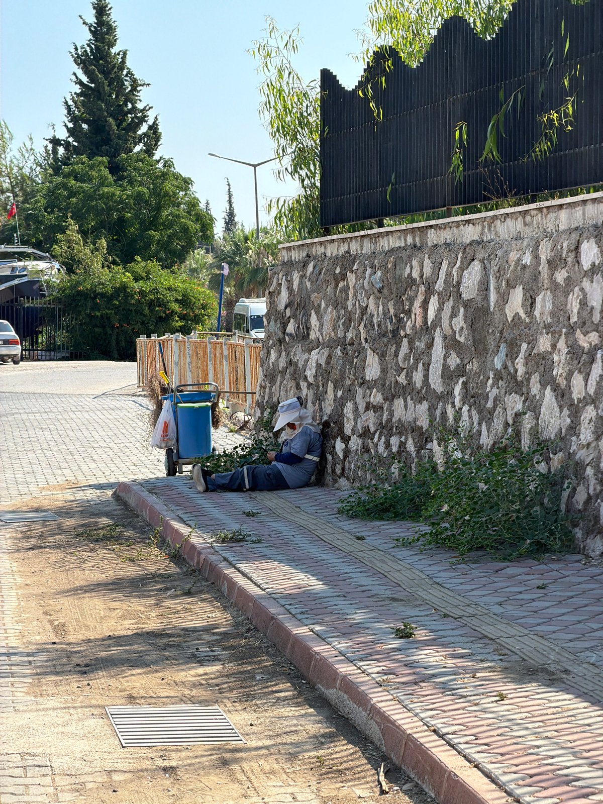 Quiet morning scenes along Kemer's sunny palm-lined streets