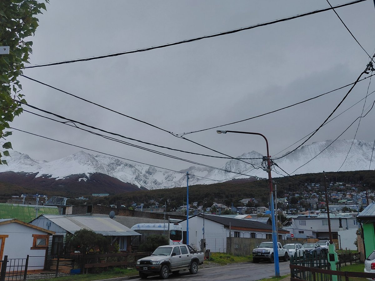 Street scene captured in Ushuaia, Argentina under overcast skies