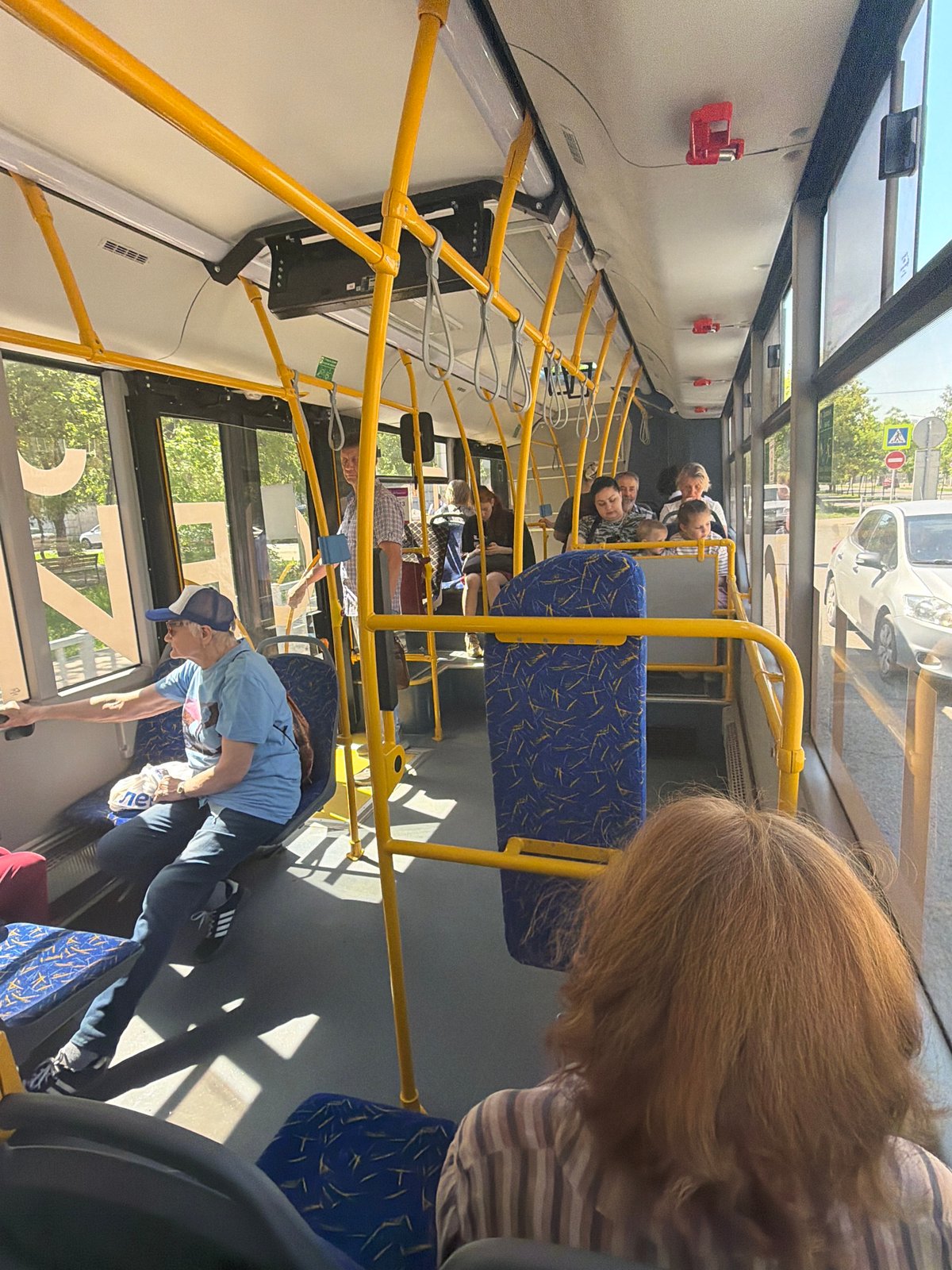 Morning bus ride captured in sunny Krasnoyarsk