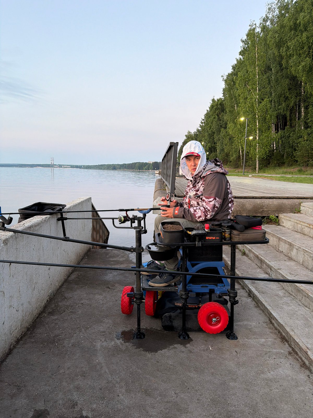 Evening fishing session along Kama River in Chaikovsky