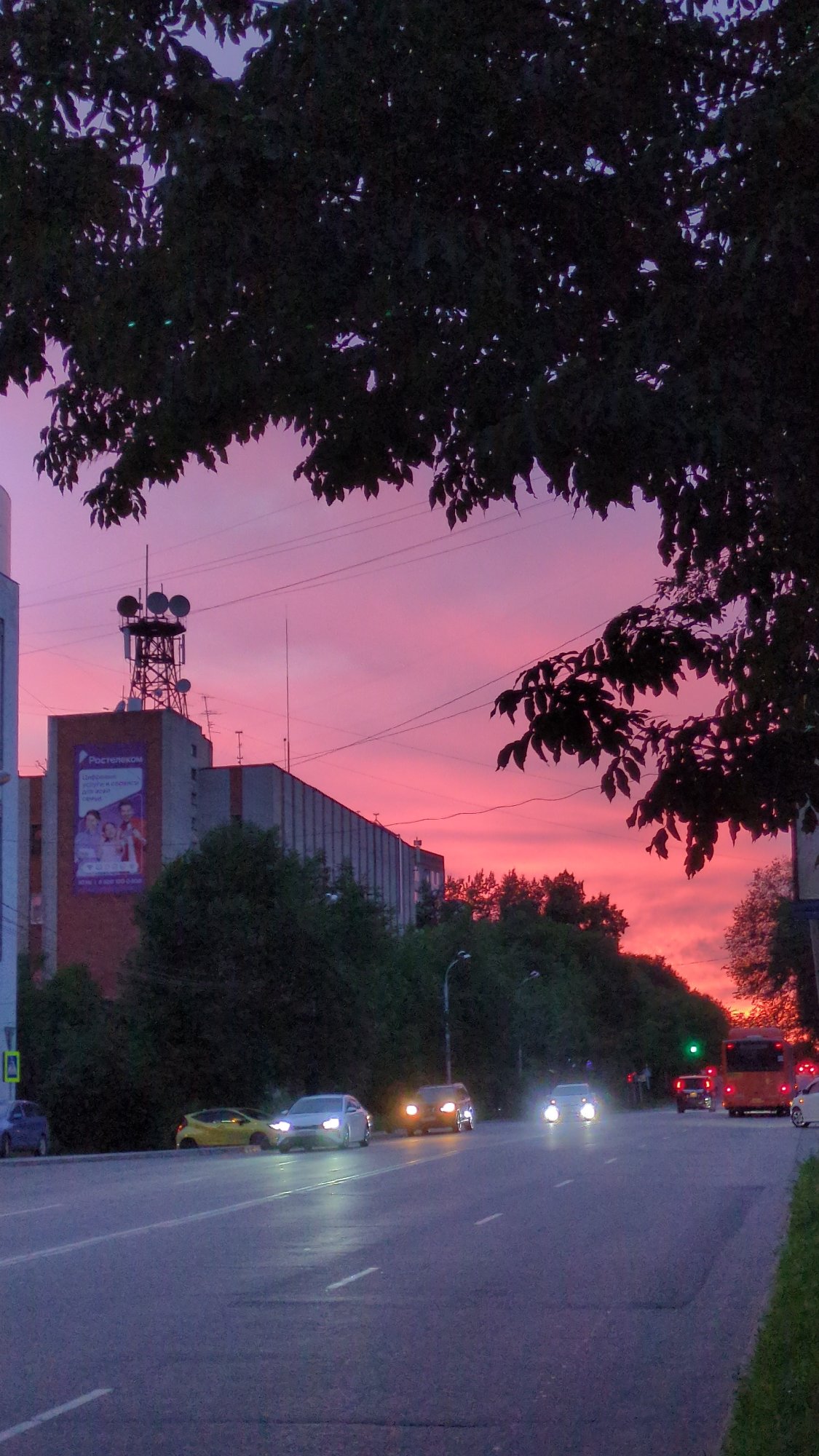Khabarovsk apartment blocks and streets at summer dusk