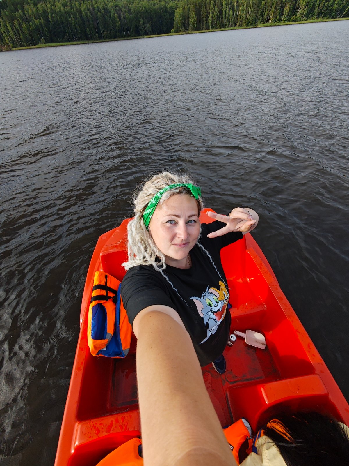 Afternoon boating on the water in Chaykovsky, Russia