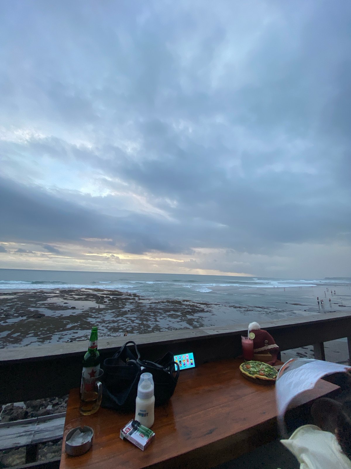 Overcast beach scene documented in North Kuta, Indonesia