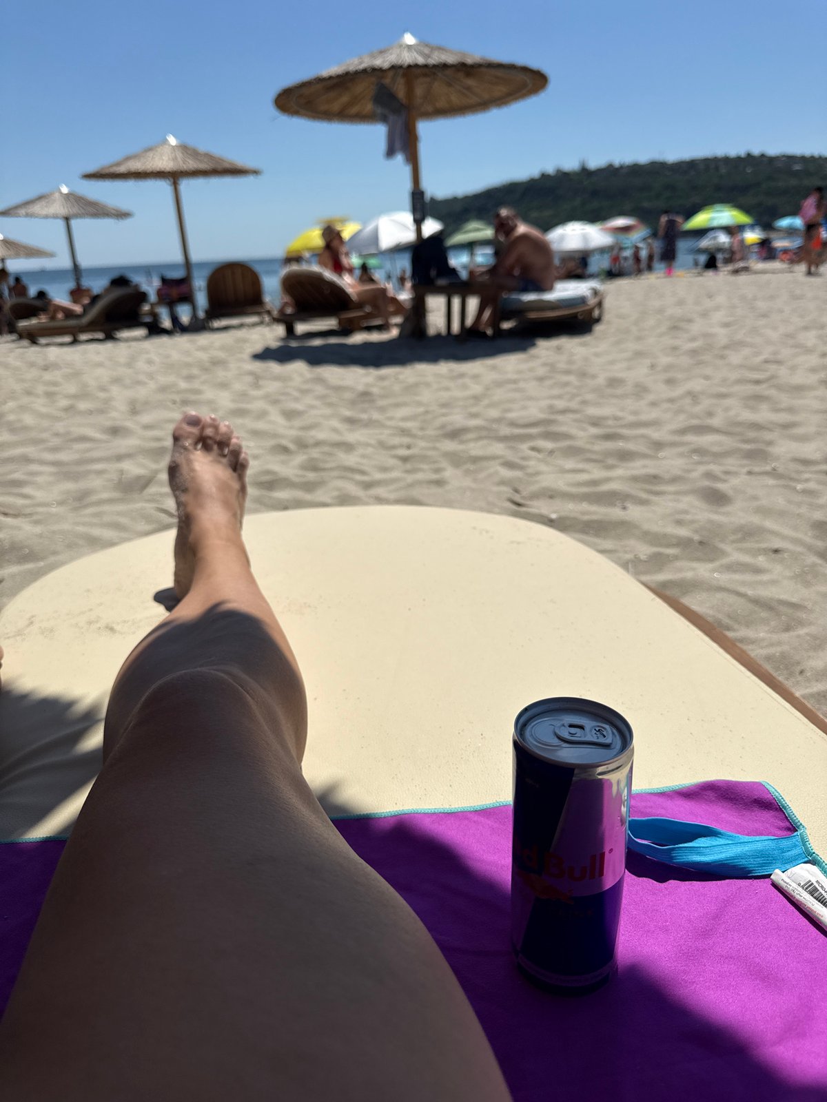 Lazy beach morning in Varna with a Red Bull