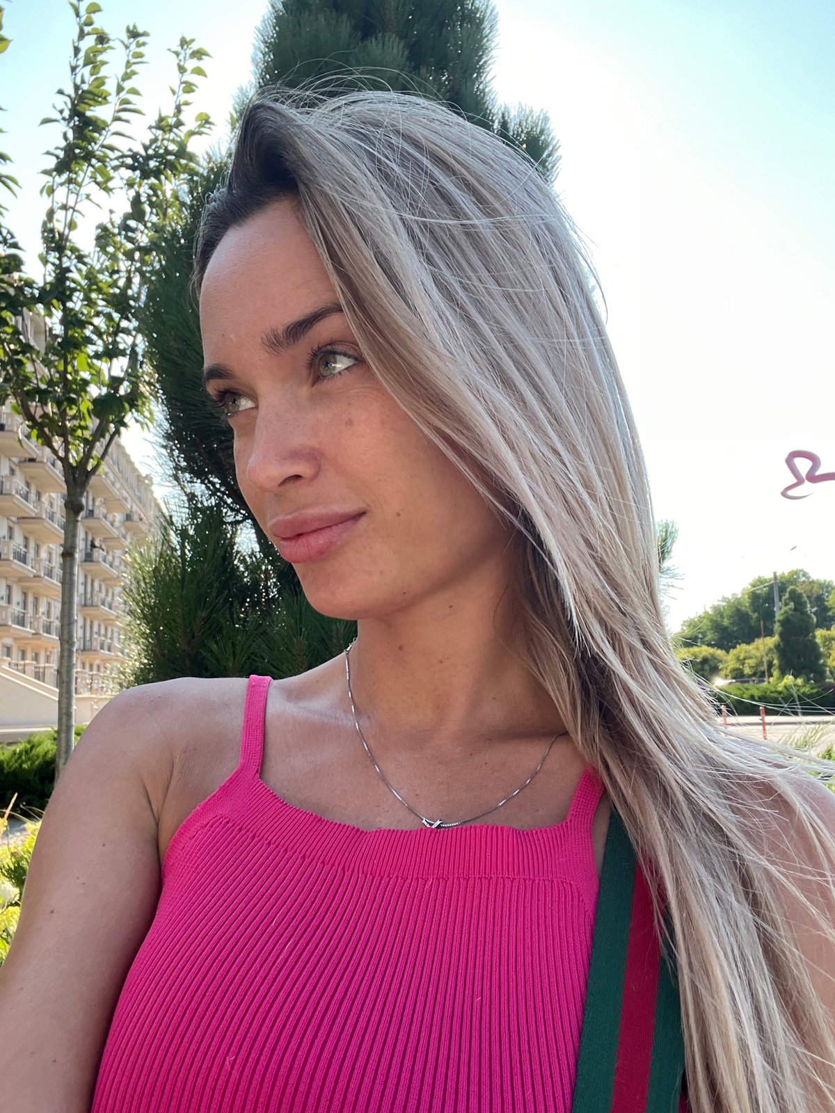 Sunny afternoon in Fontanka, Ukraine, around a classical building