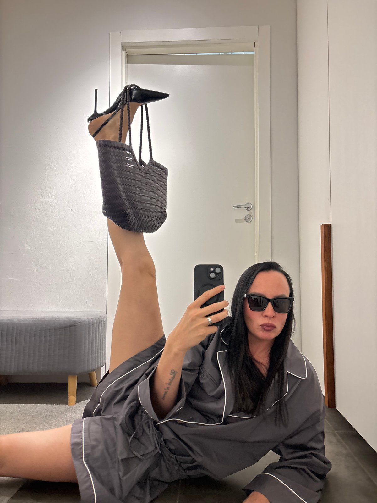 Person takes selfies in dressing room in Chaikovsky