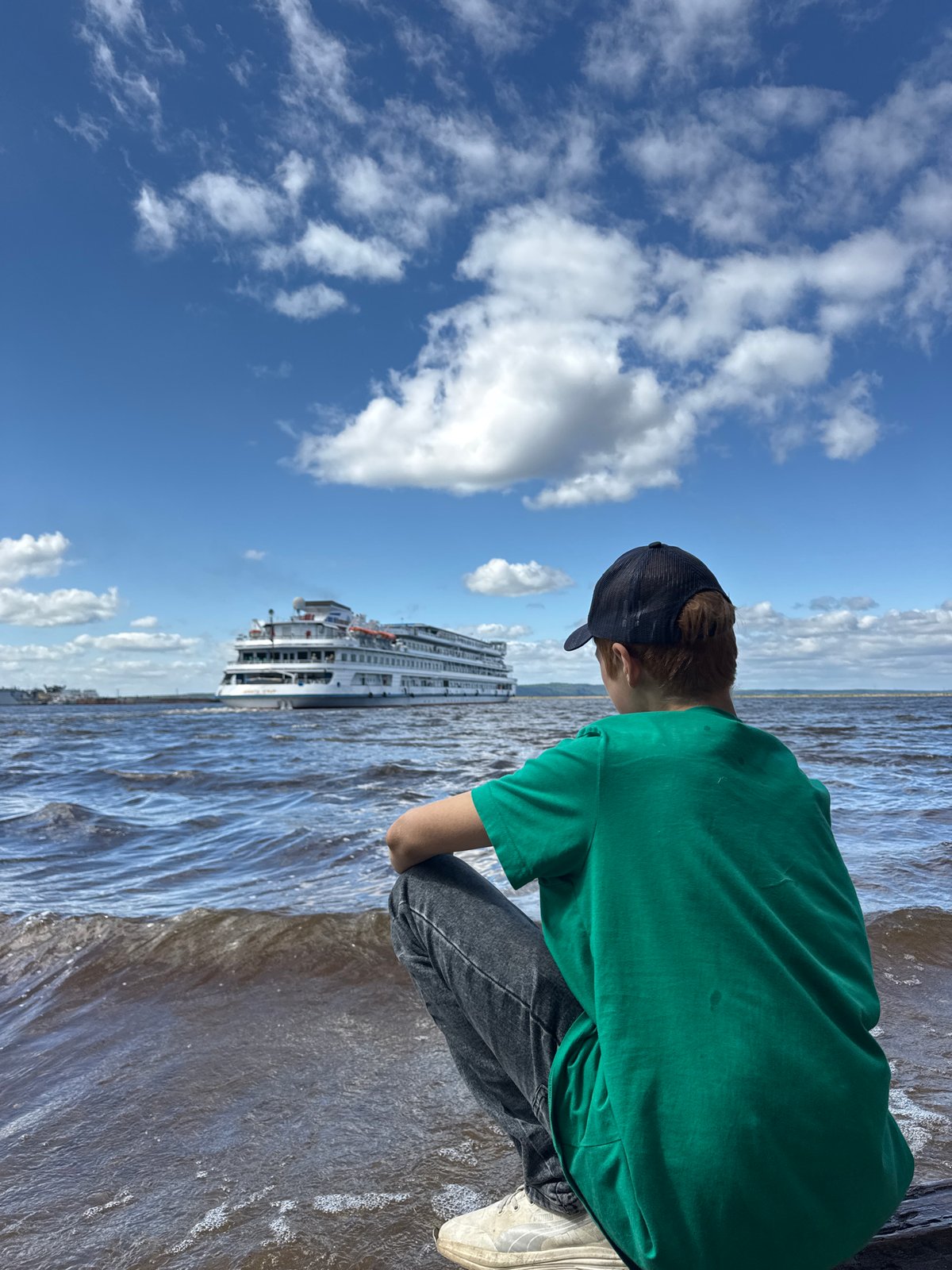 Morning life captured along Kama River in Chaikovsky, Russia