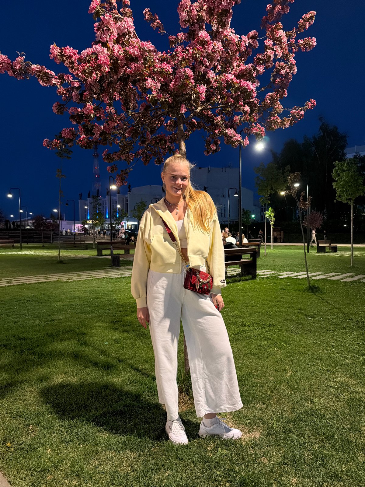 Evening park visit captured during spring blossoms in Izhevsk