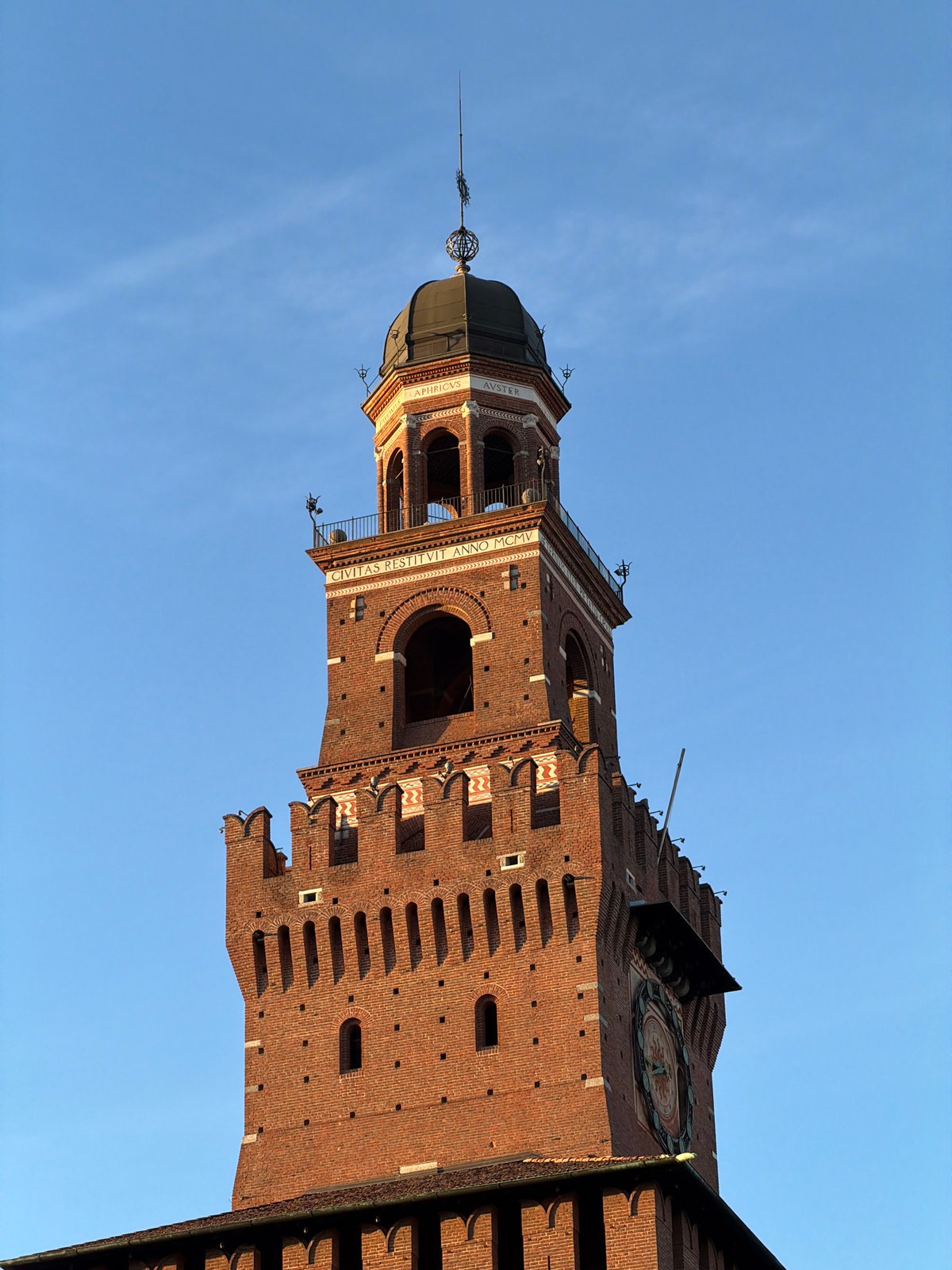 Evening documentation of Milan's Sforza Castle and surroundings
