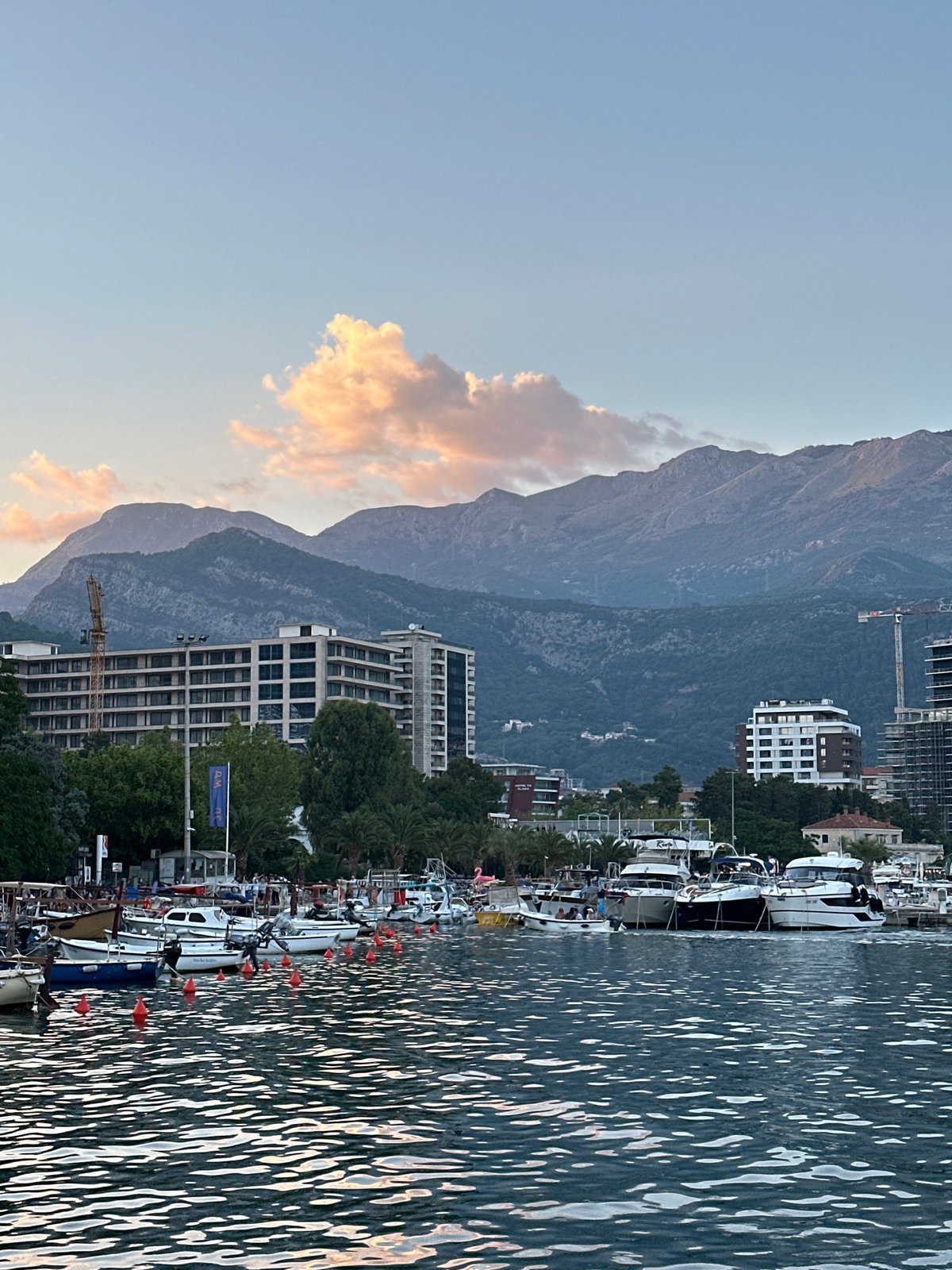 Budva's Old Town and harbor buzzing on a summer evening