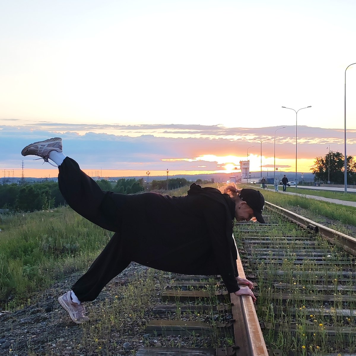 Evening recreation activities captured along Chaikovsky railway paths