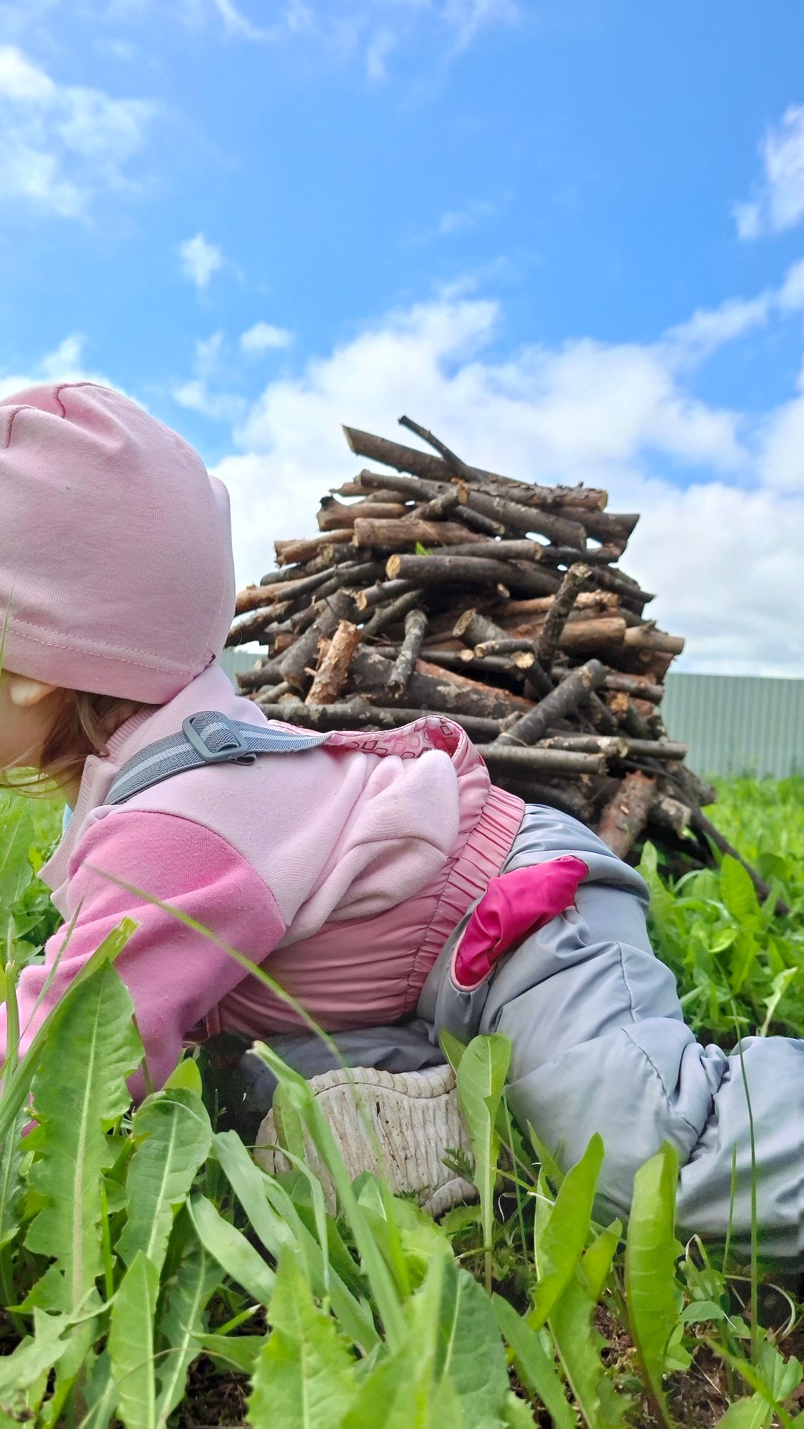 Woman and child enjoy morning outdoor activities in rural Russia