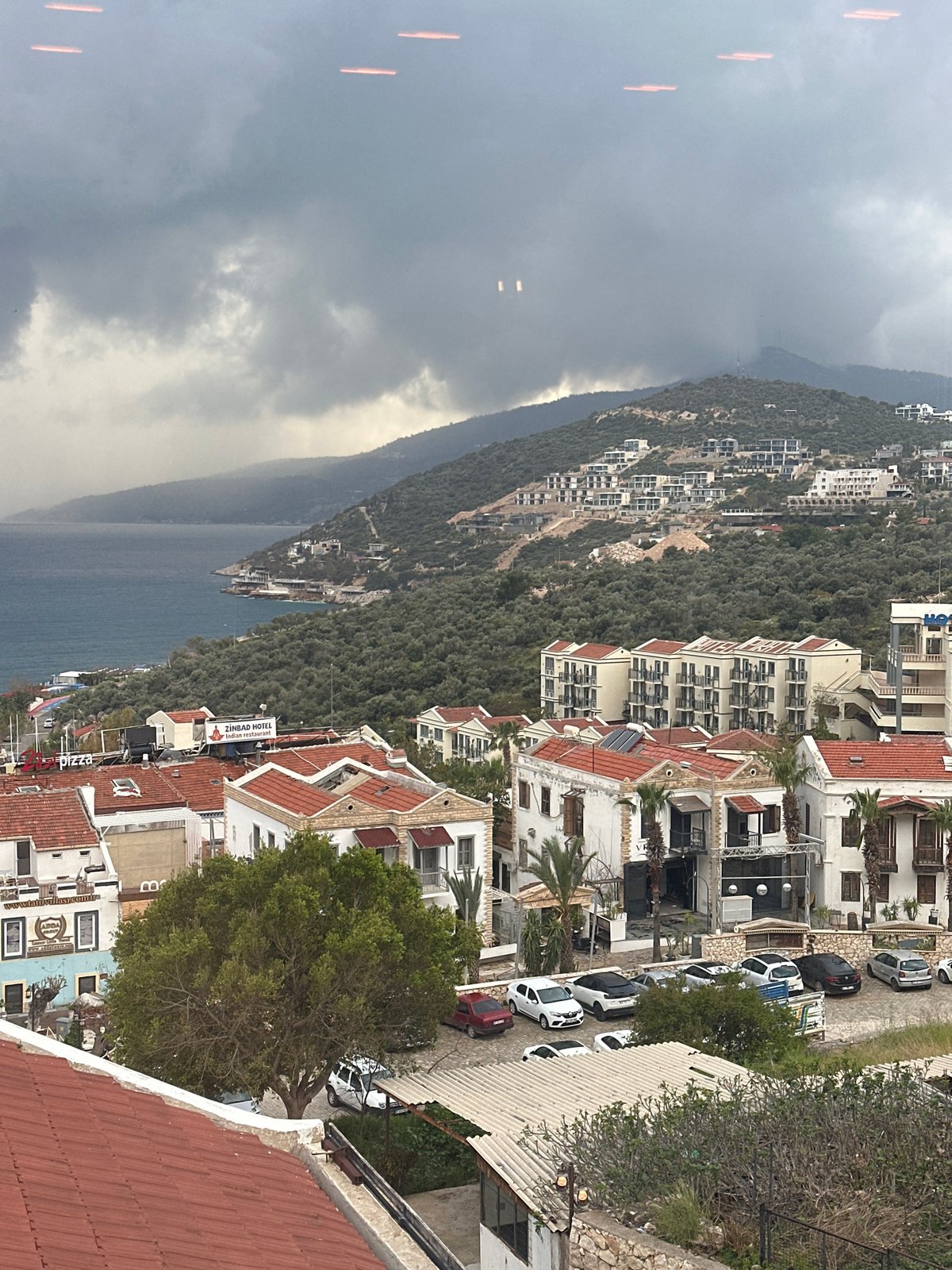 Harbor view captured from balcony in Kaş, Turkey