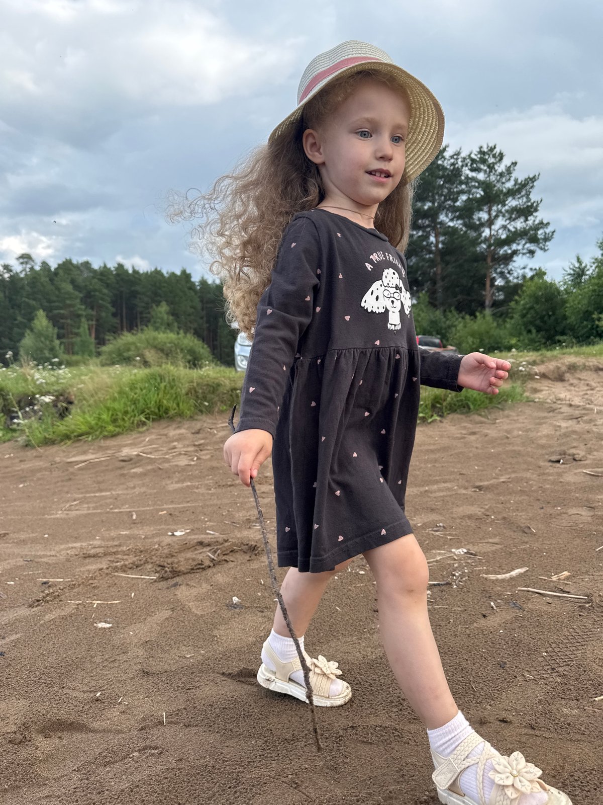 Sunny day on sand in Chaikovsky, Russia
