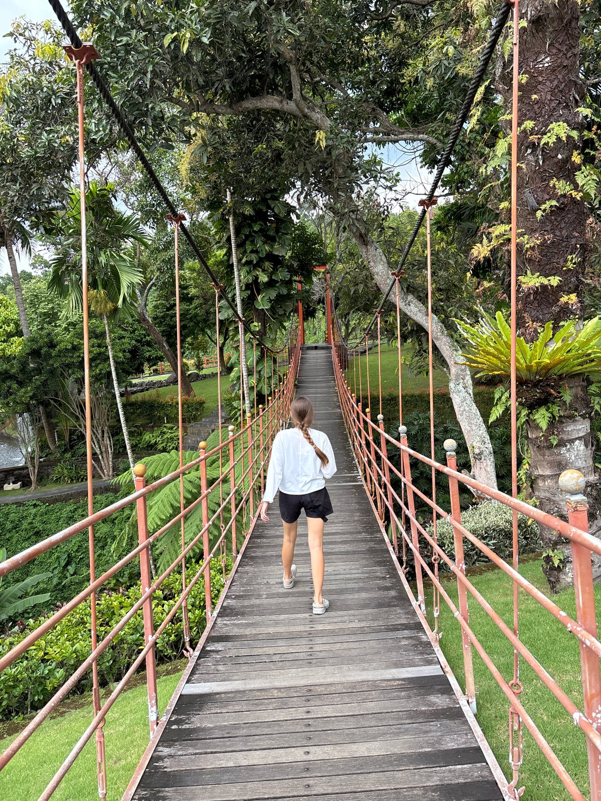 Early morning botanical garden walk documented in Sukasada, Indonesia