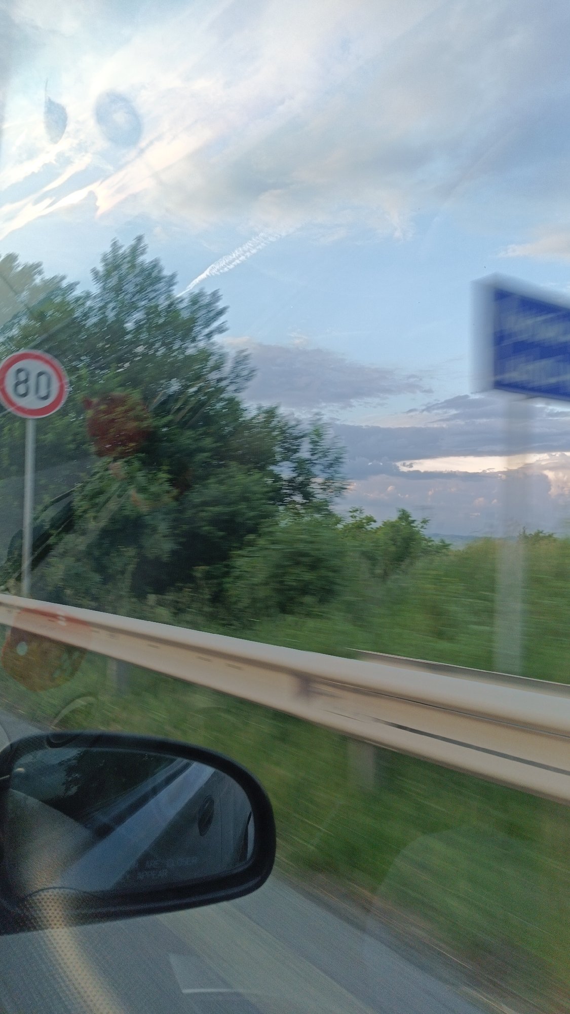Roadside view captured from moving vehicle near Burgas, Bulgaria