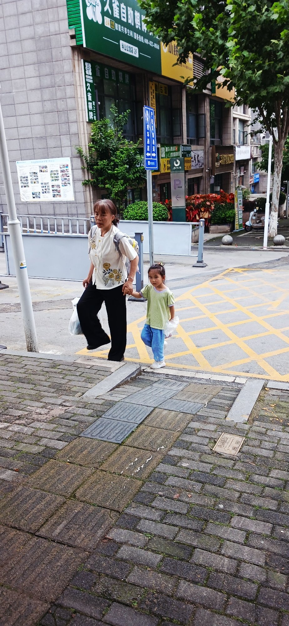 Elderly woman, young girl walk hand-in-hand in Jiulongpo District