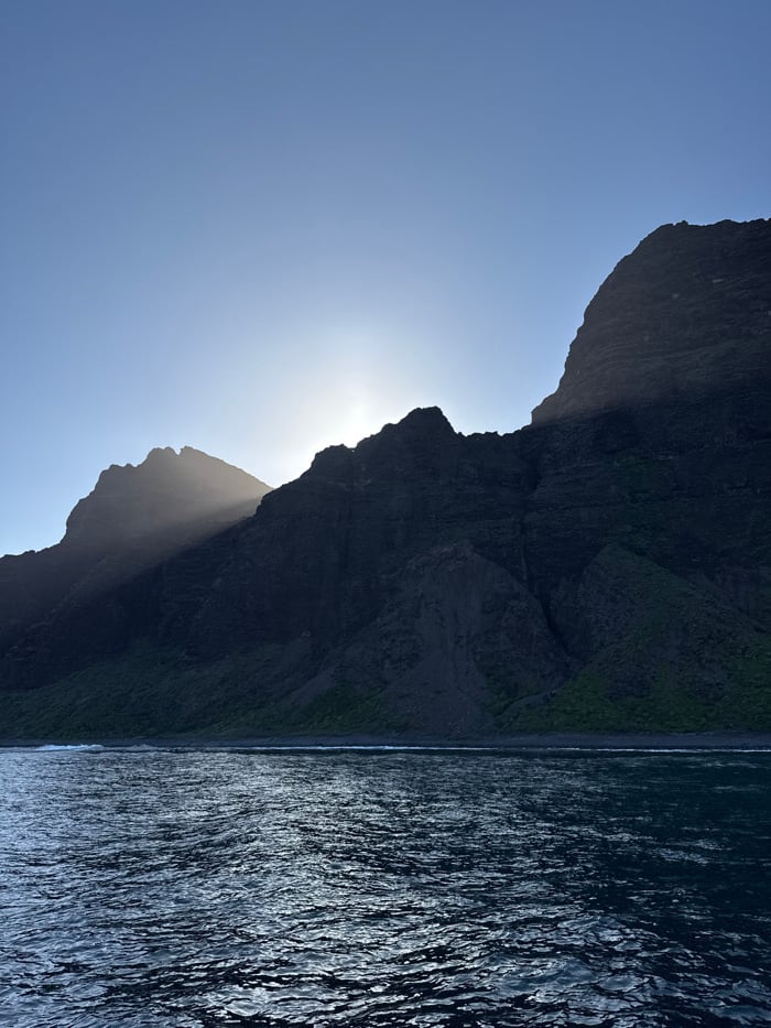 Coastal mountain views captured from Hawaii waters