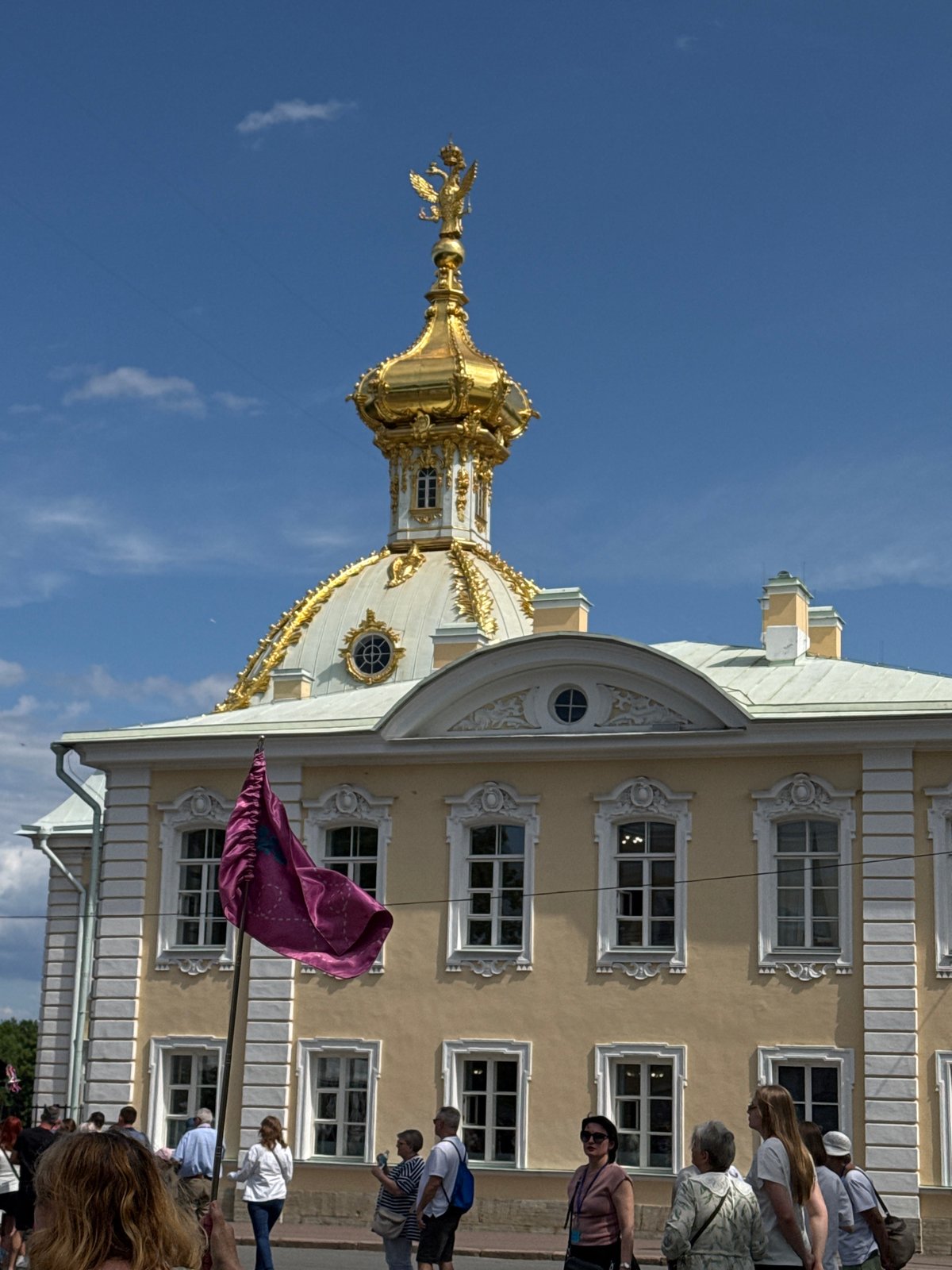 Summer morning at Peterhof's fountains, gardens, and Grand Palace